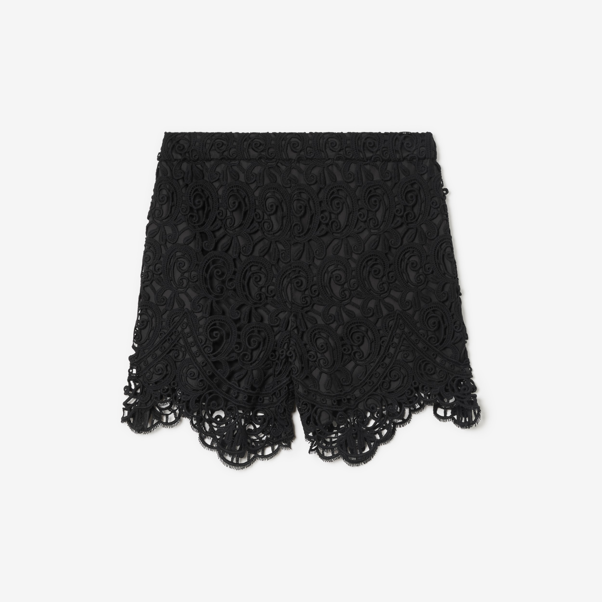 Short de renda macramê (Preto) - Mulheres | Burberry® oficial - 1