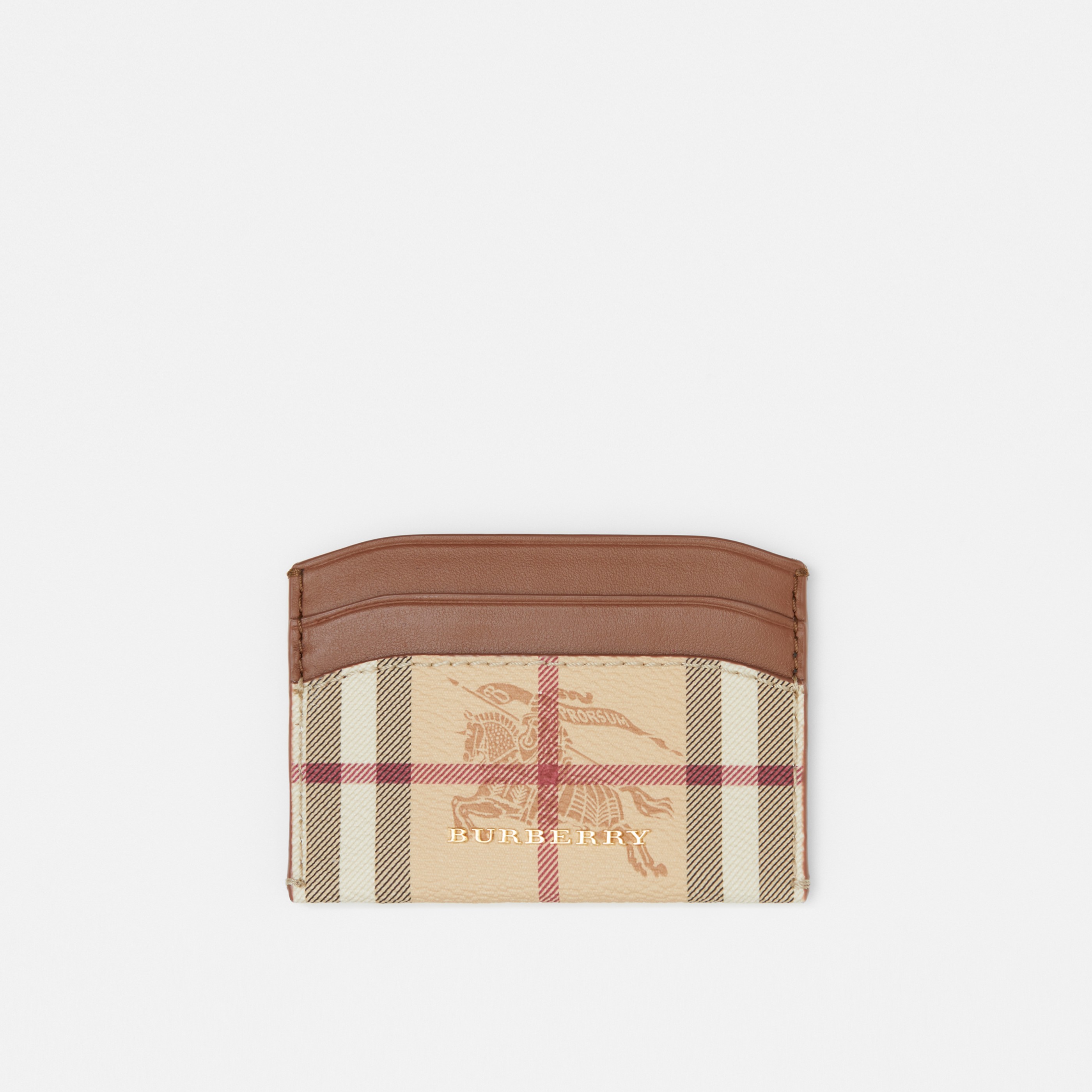 Haymarket Check E Canvas And Leather Card Case In Tan Women Burberry United Kingdom