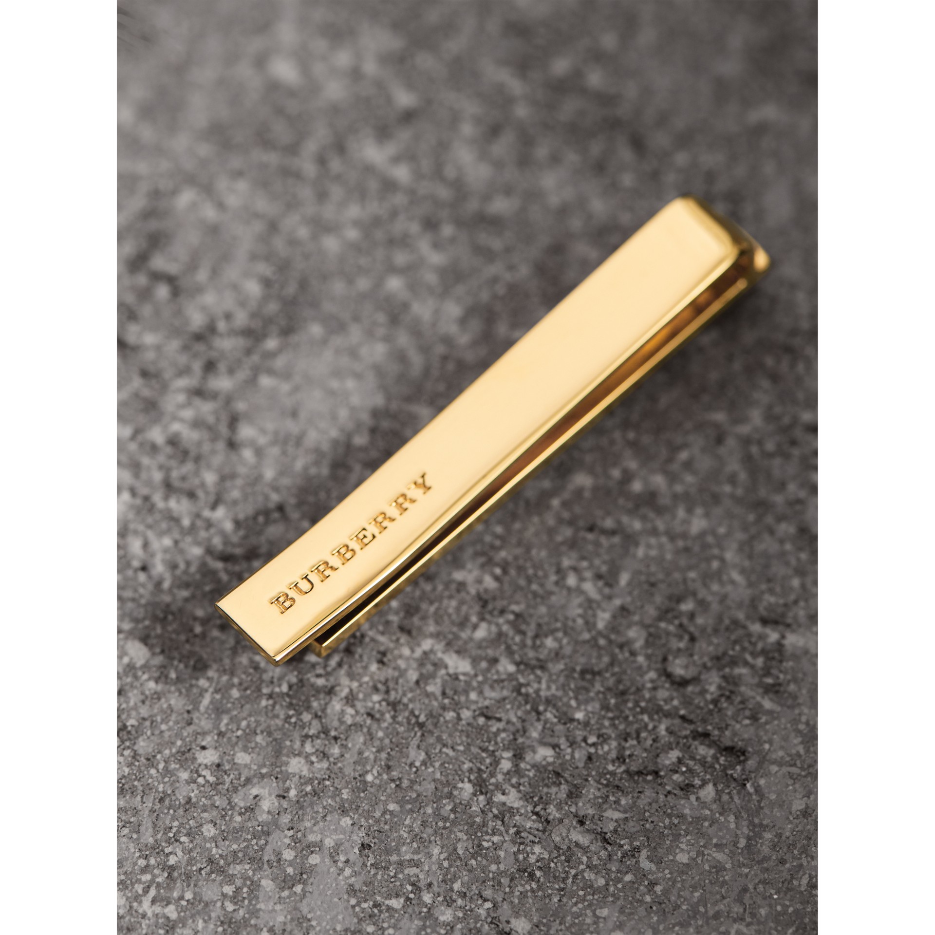 Checkengraved Tie Bar in Pale Gold Men Burberry United States