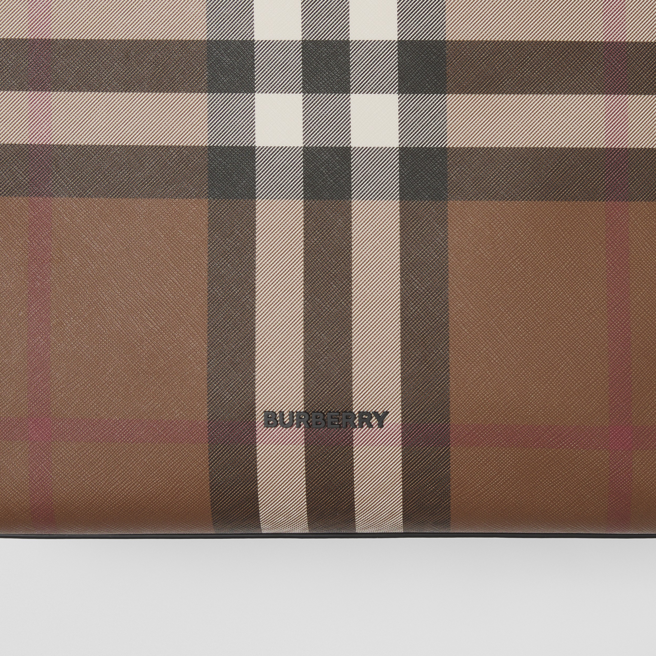 Check and Leather Tote in Dark Birch Brown - Men | Burberry® Official - 2