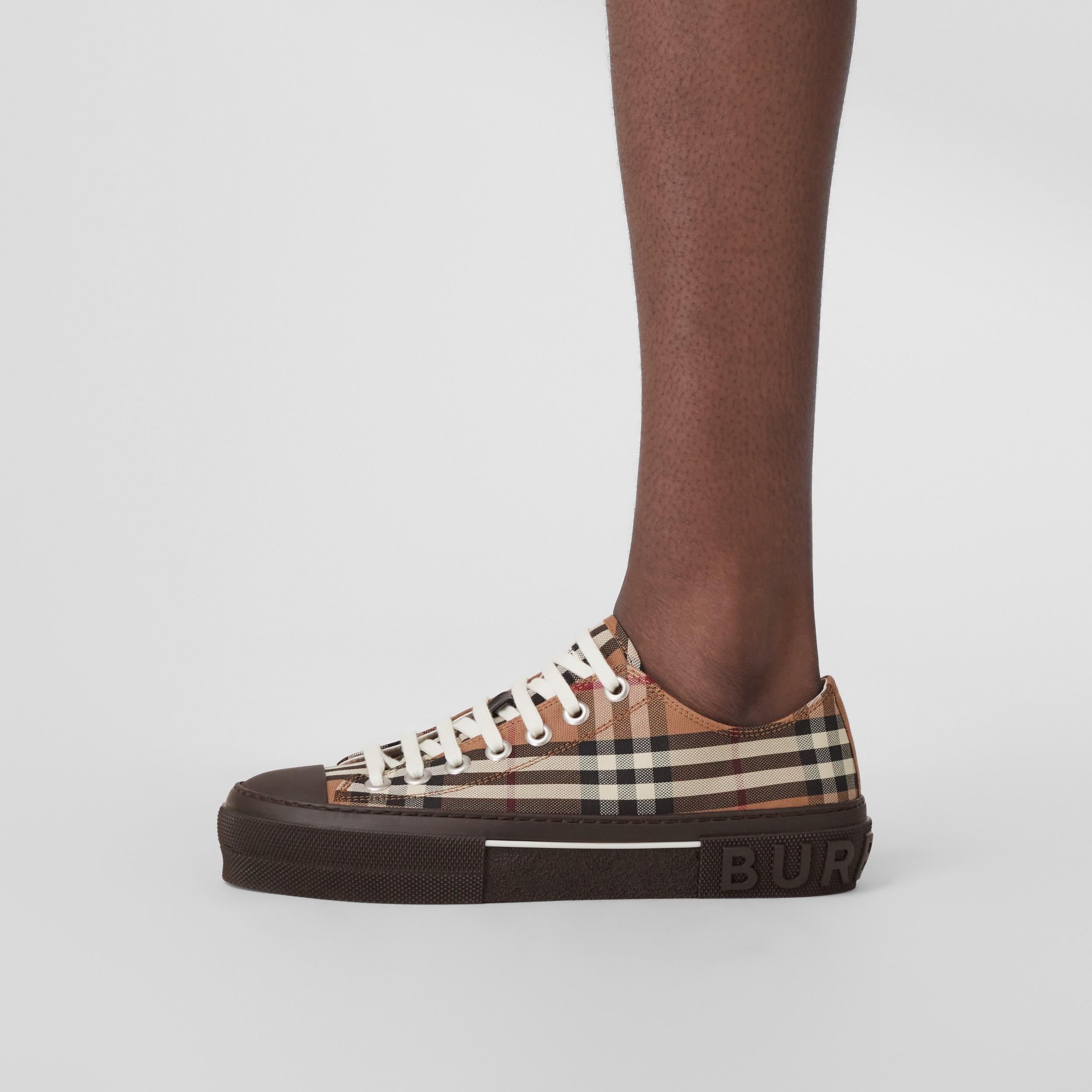 Vintage Check Cotton Sneakers in Birch Brown - Women | Burberry® Official - 3