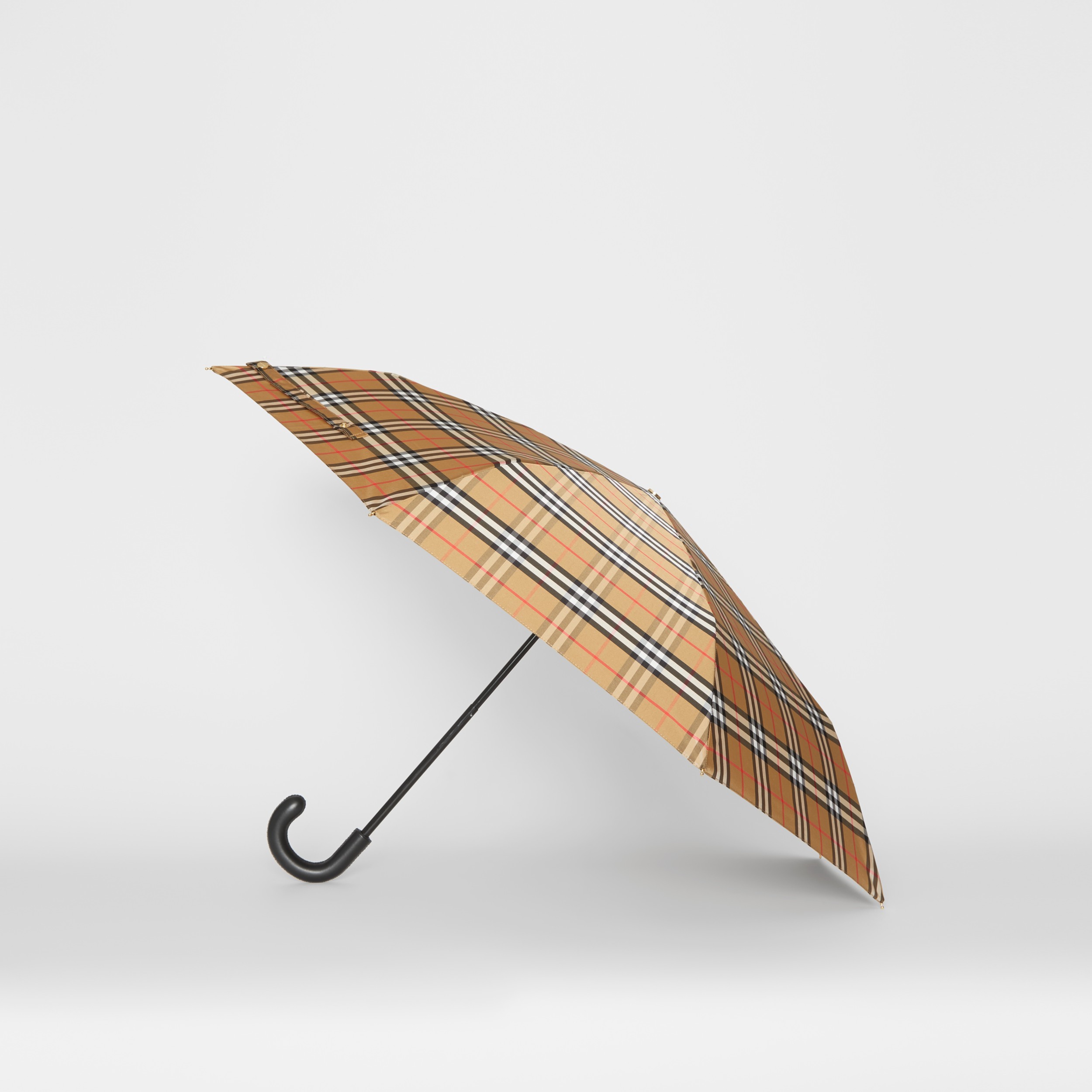 Vintage Check Folding Umbrella in Antique Yellow/black Women