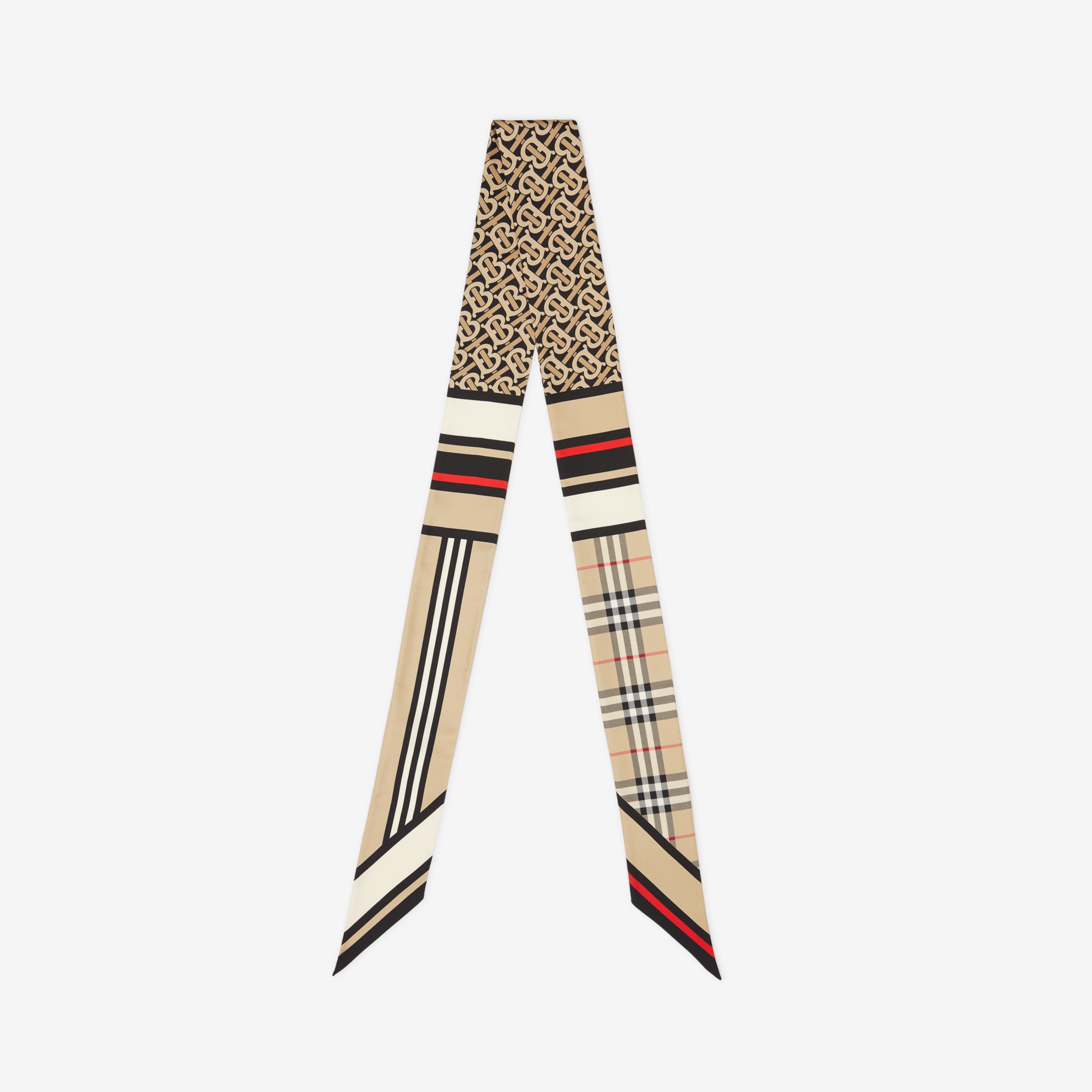 Montage Print Silk Skinny Scarf In Archive Beige Burberry® Official 