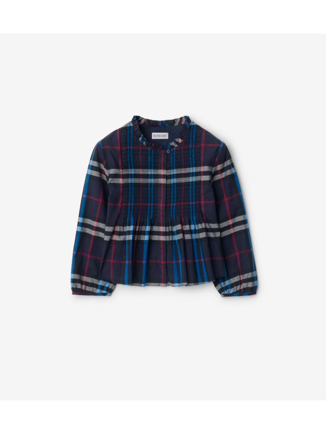 BURBERRY / Tシャツ ジャカードトリム チェック柄 ロゴ刺繍入り