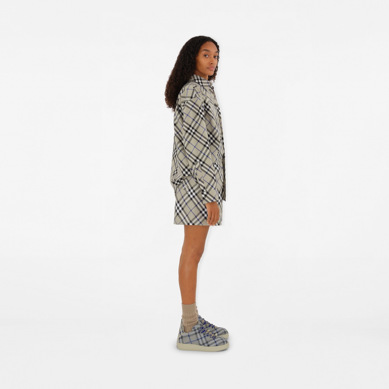 Relaxed Fit Check Cotton Shirt in Lichen - Women | Burberry Relaxed Fit Check Cotton Shirt in Lichen - Women | Burberry