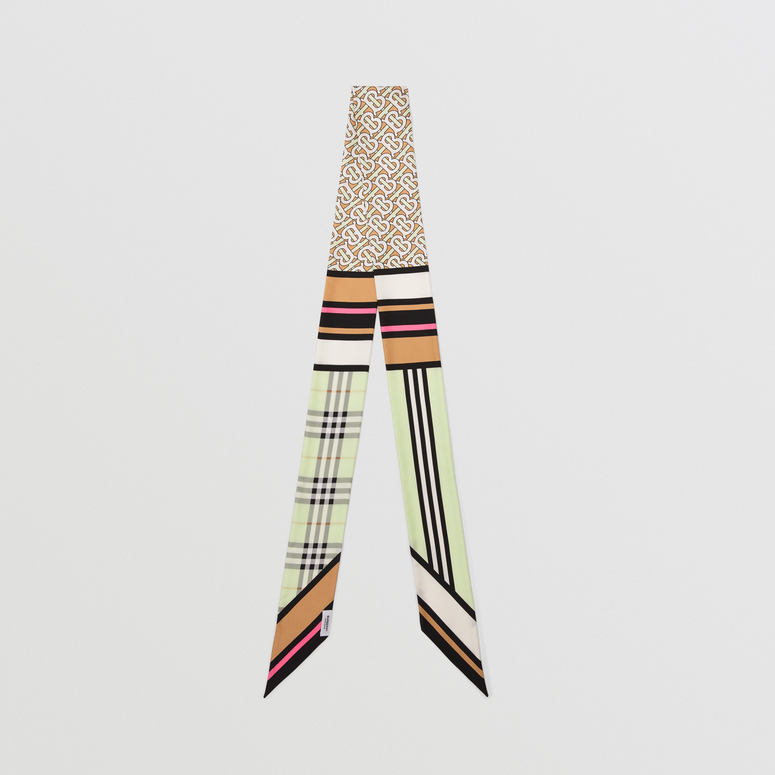 Montage Print Silk Skinny Scarf in Pistachio - Women | Burberry® Official - 1