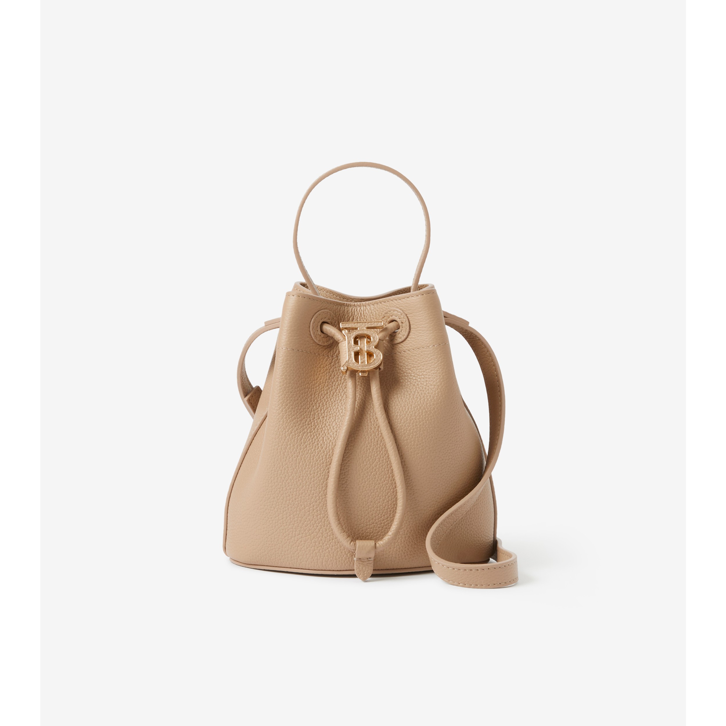 Burberry brown Leather Check TB Monogram Bucket Bag