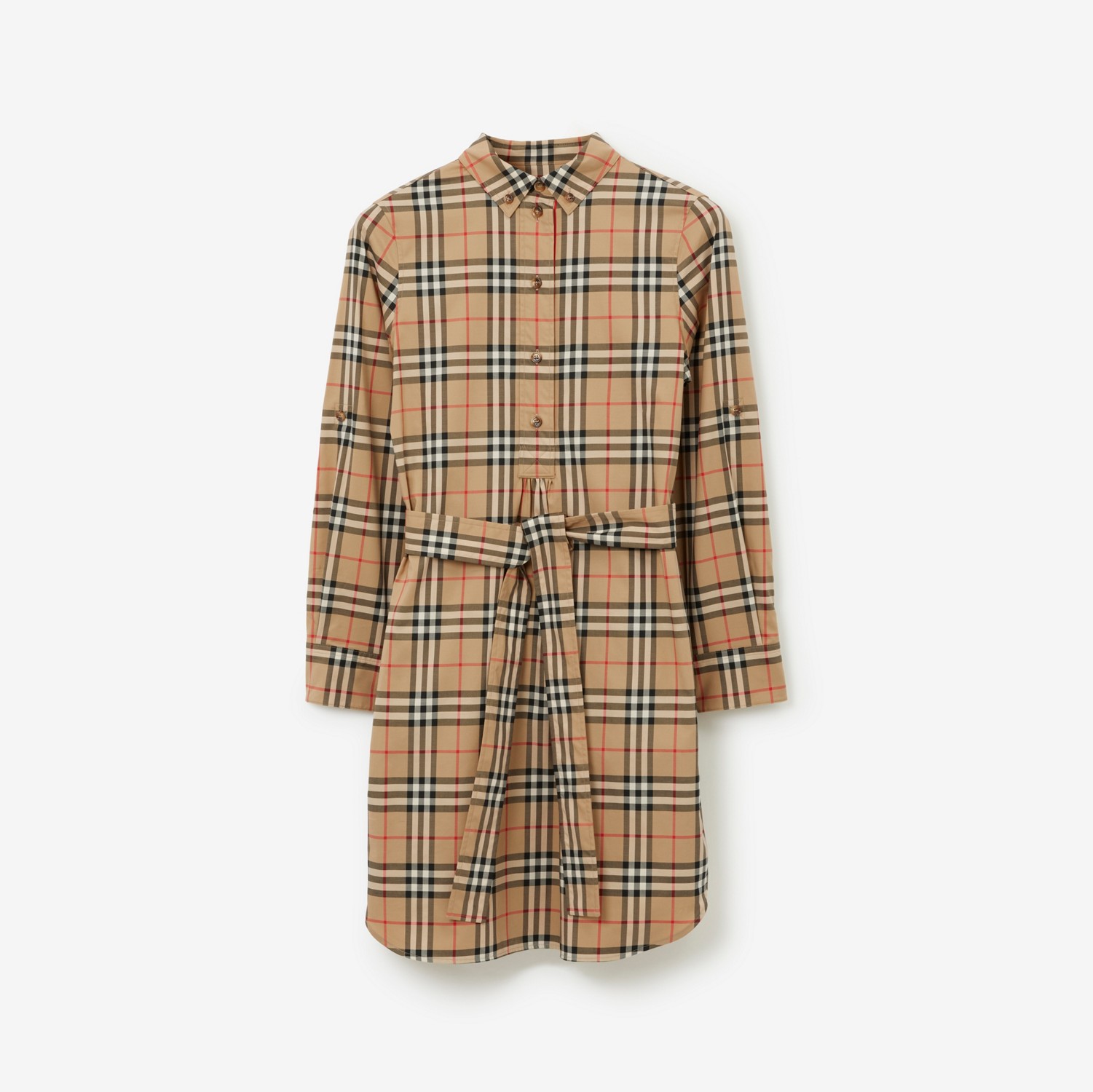 Check Shirt Dress in Archive Beige - Women | Burberry® Official