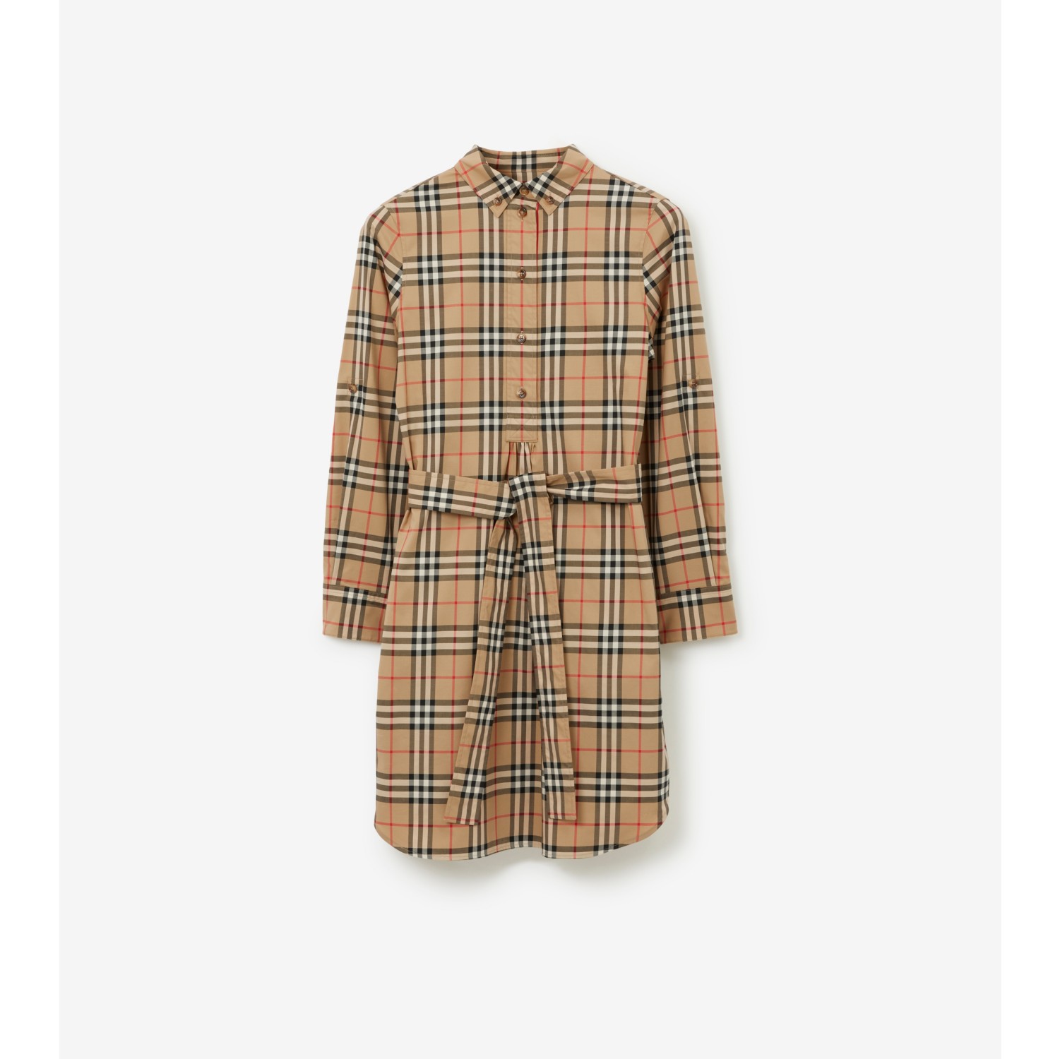 Check Shirt Dress in Archive beige Women Cotton Burberry Official