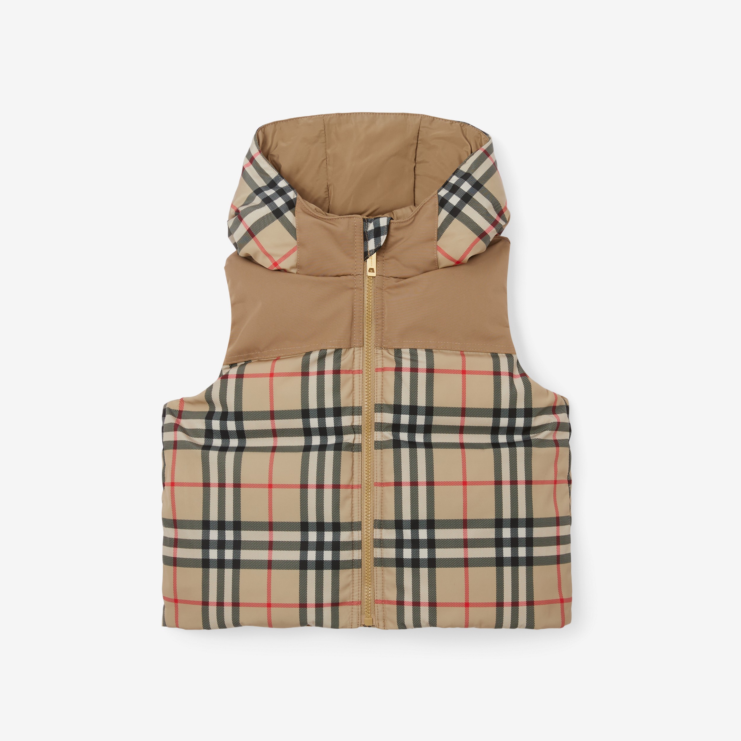 Vintage Check Hooded Puffer Gilet in Archive Beige - Children | Burberry® Official - 1