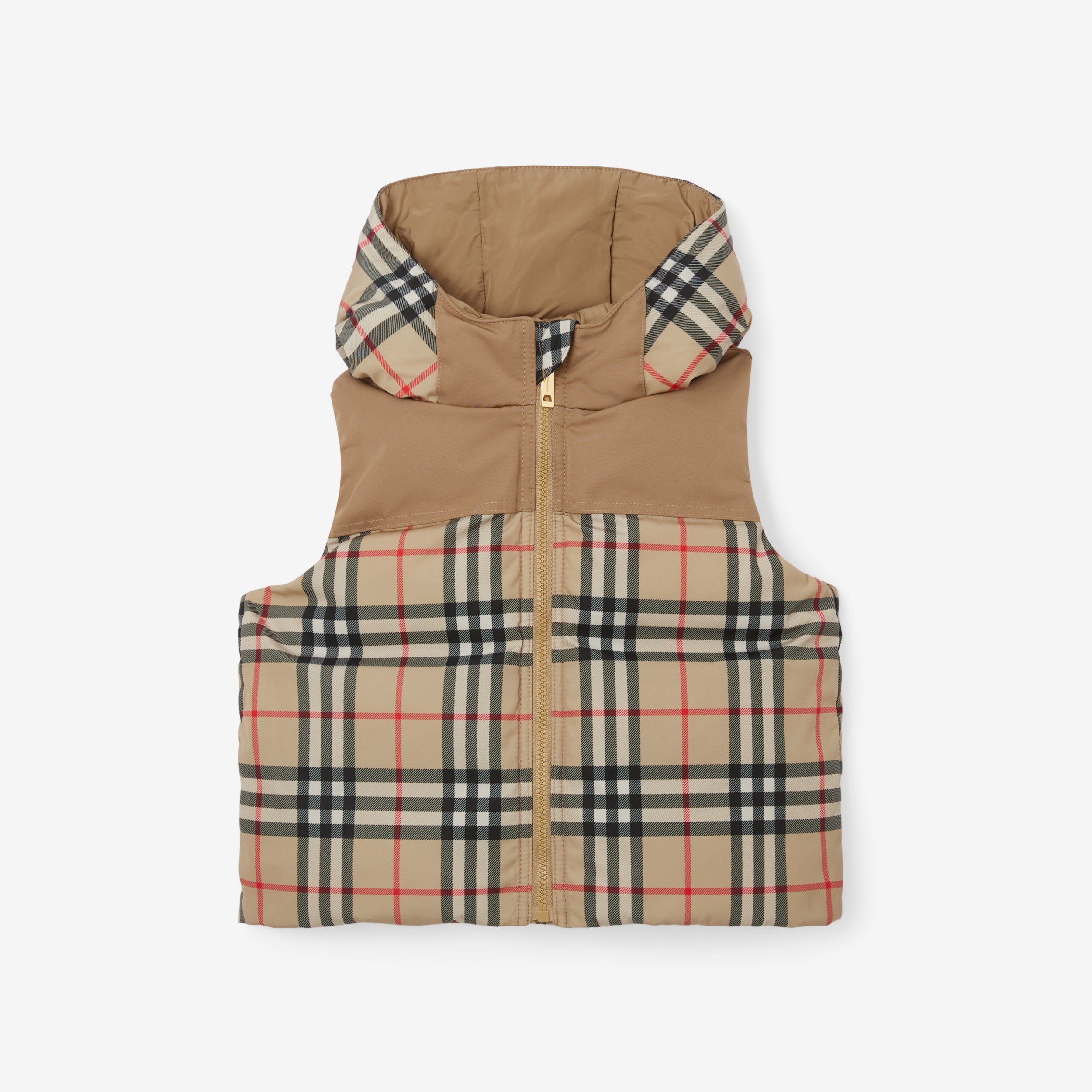 Vintage Check Hooded Puffer Gilet in Archive Beige - Children | Burberry®  Official