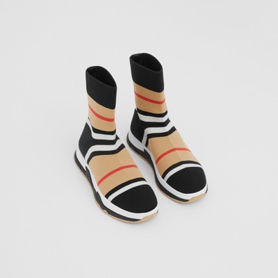 Striped Stretch Knit Sock Sneakers in 