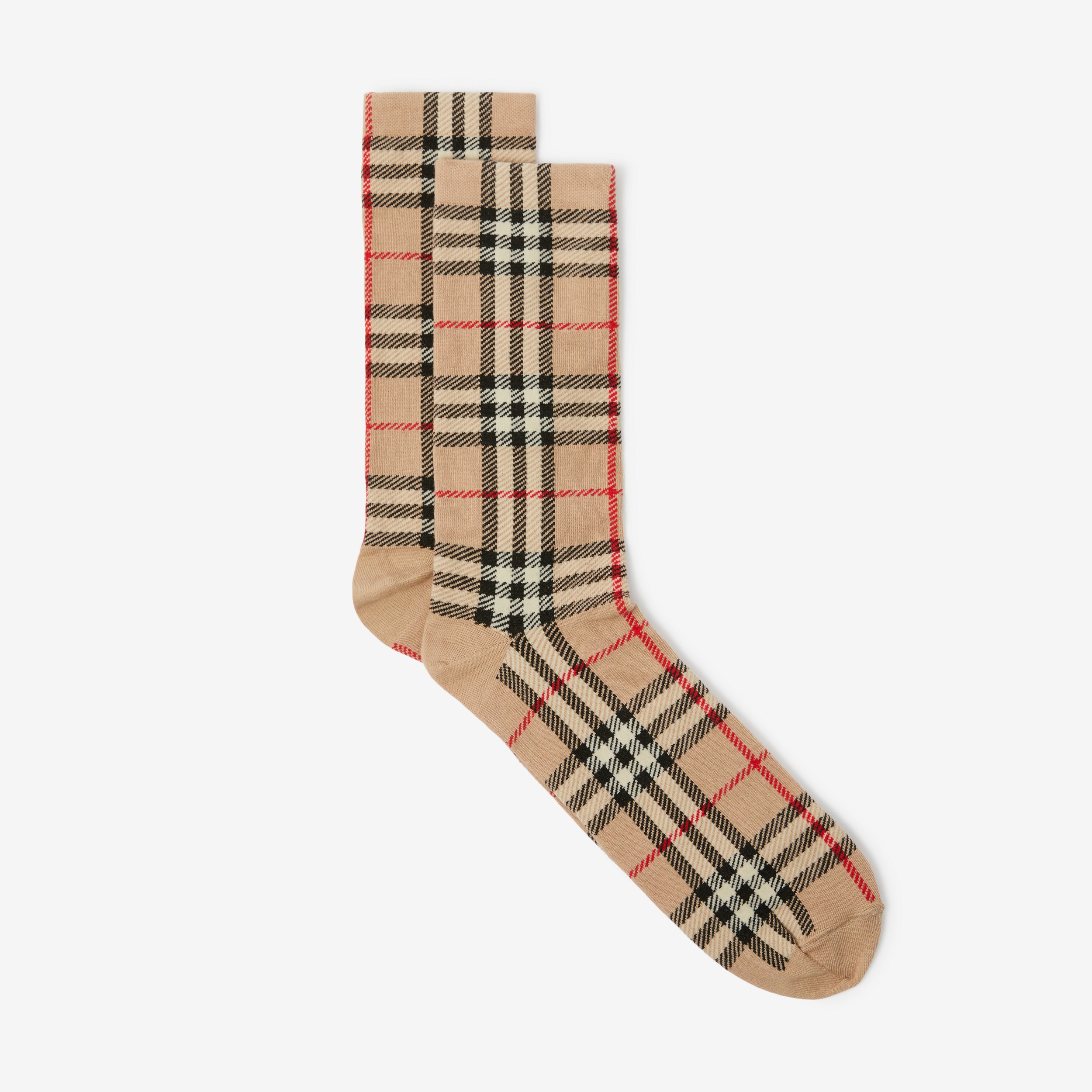 Socken aus Baumwolle und Kaschmir mit Vintage Check-Muster (Vintage-beige) | Burberry® - 2