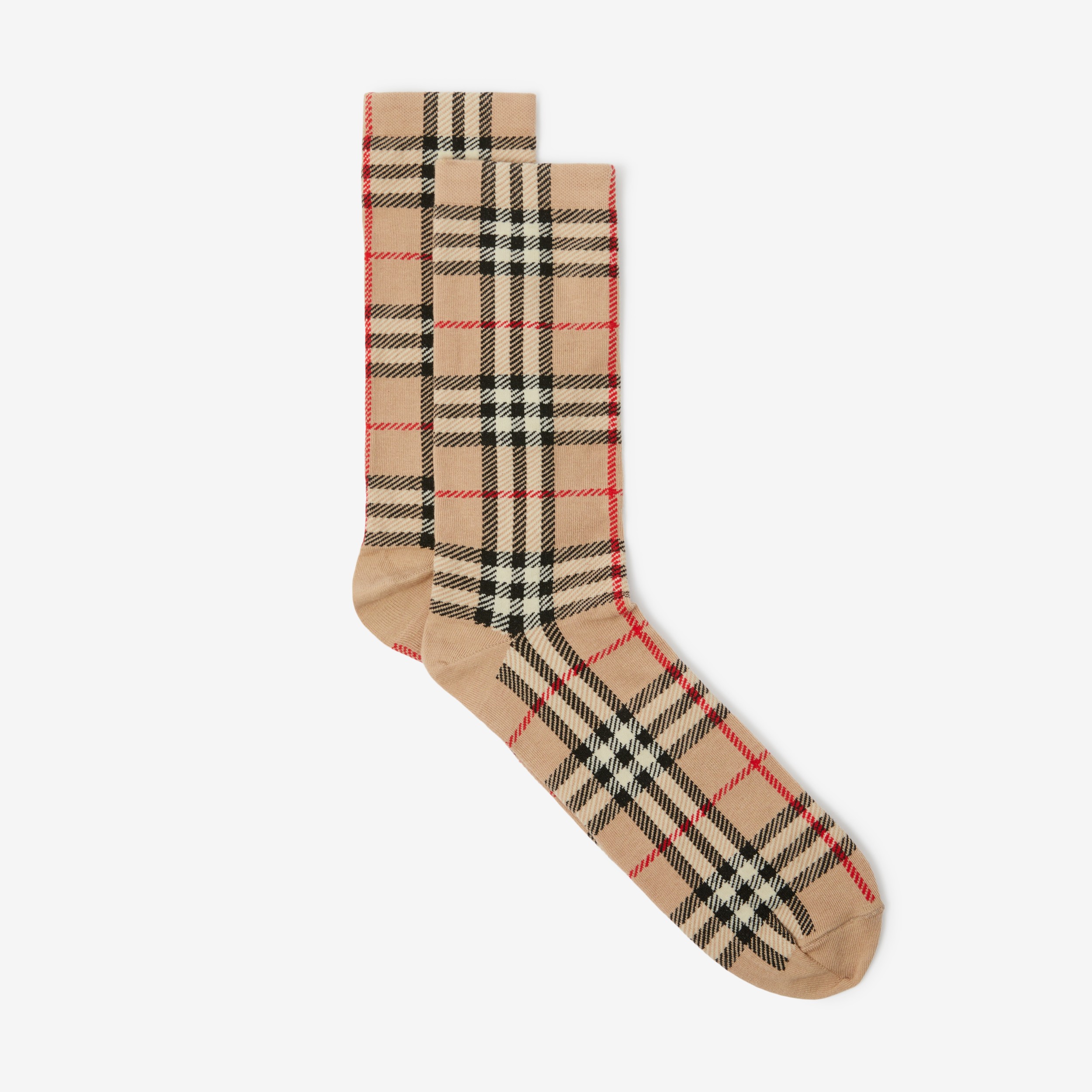 Vintage Check Intarsia Cotton Cashmere Blend Socks in Archive Beige |  Burberry® Official