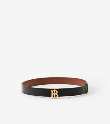 Leather Reversible TB Belt In Black/tan/gold - Women | Burberry® Official