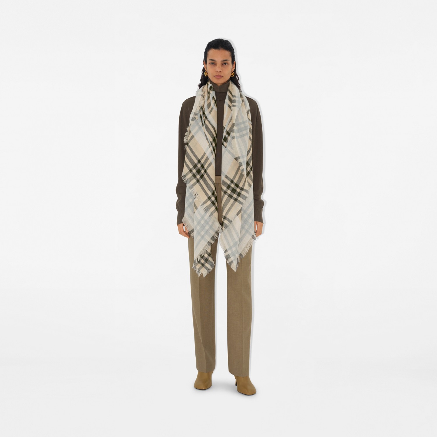 EKD チェックウールブレンド スカーフ (キャラコ) | Burberry EKD チェックウールブレンド スカーフ (キャラコ) | Burberry