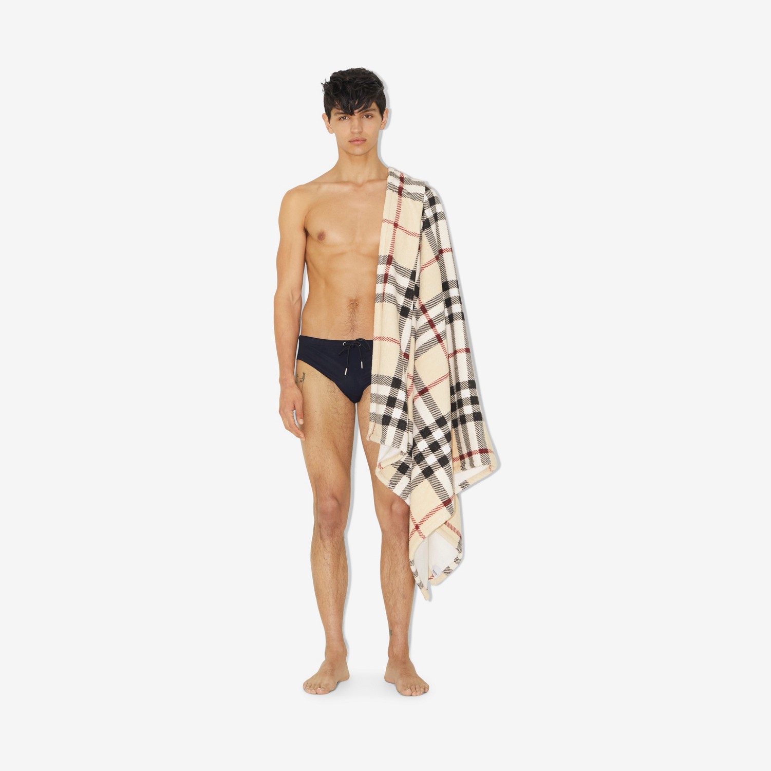 格纹棉质毛巾 (石色) | Burberry® 博柏利官网