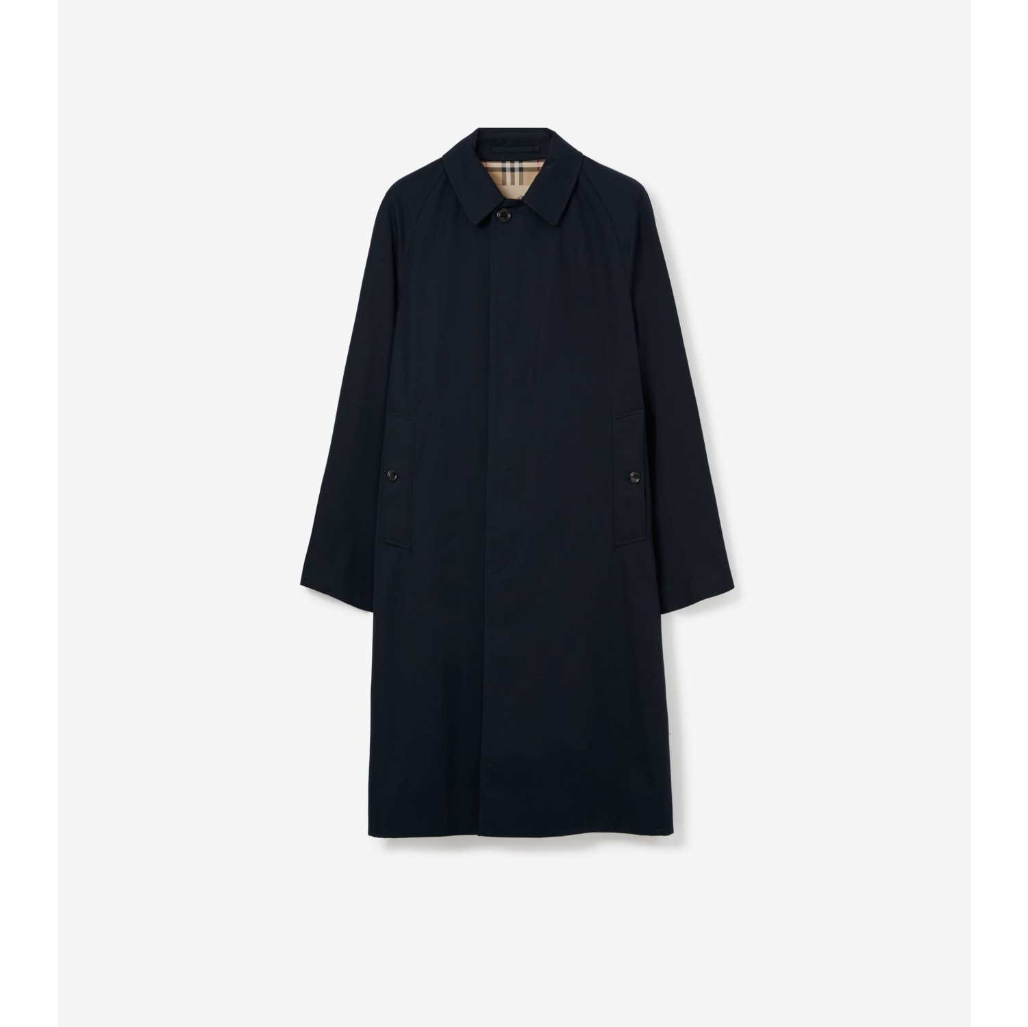 Long Camden Heritage Car Coat in Coal blue - Men, Cotton Gabardine ...