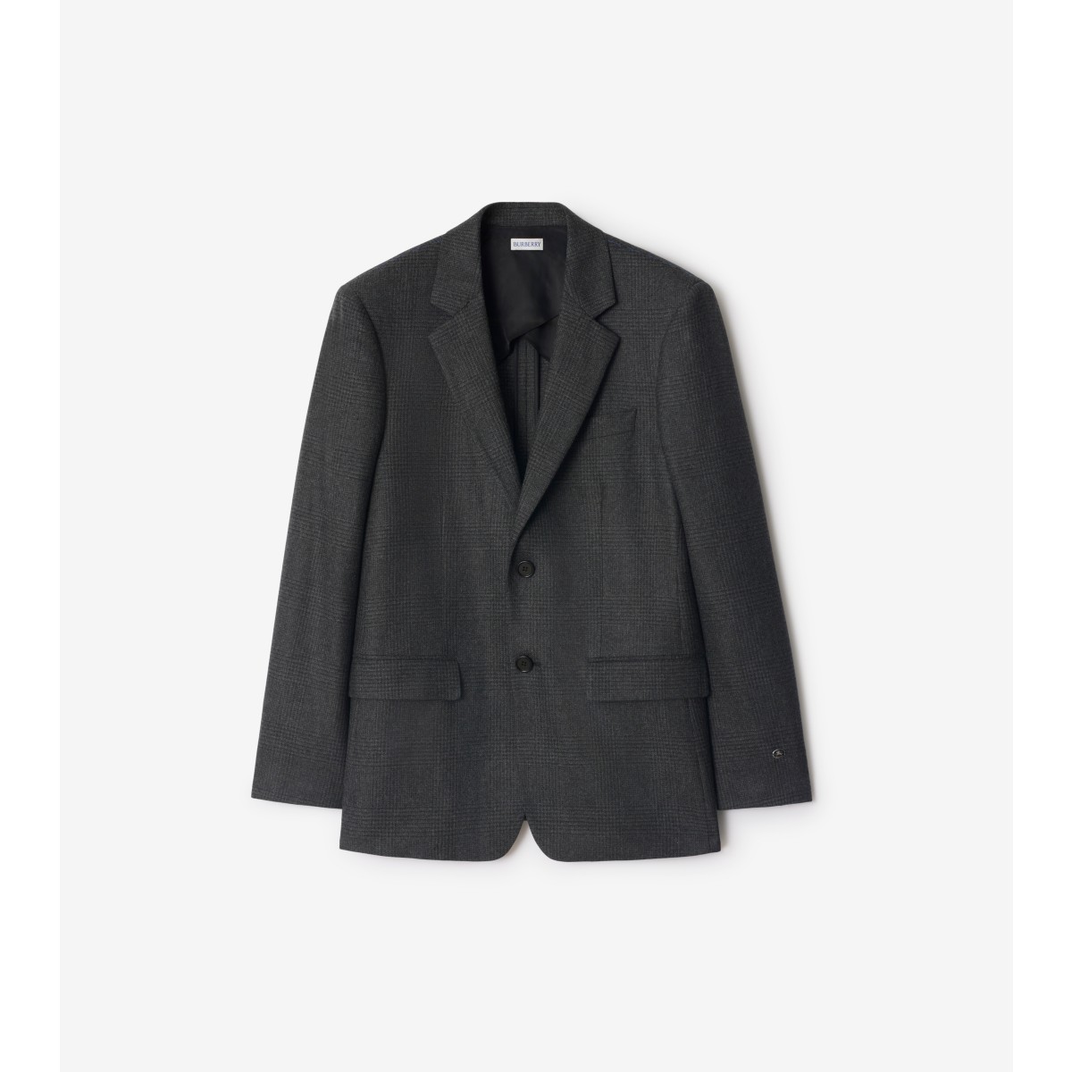 Burberry Check Wool Cashmere Tailored Jacket In Black