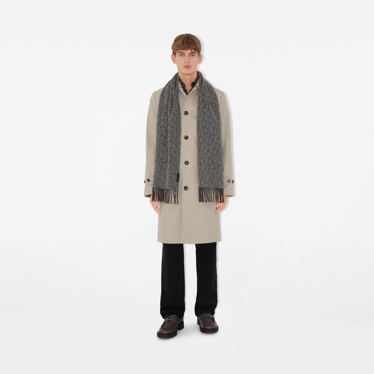 B Charm Cashmere Scarf in Iron grey | Burberry® Official B Charm Cashmere Scarf in Iron grey | Burberry® Official
