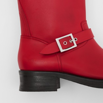 red flat boots for women