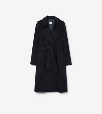 Long Cashmere Blend Kensington Trench Coat in Black - Women