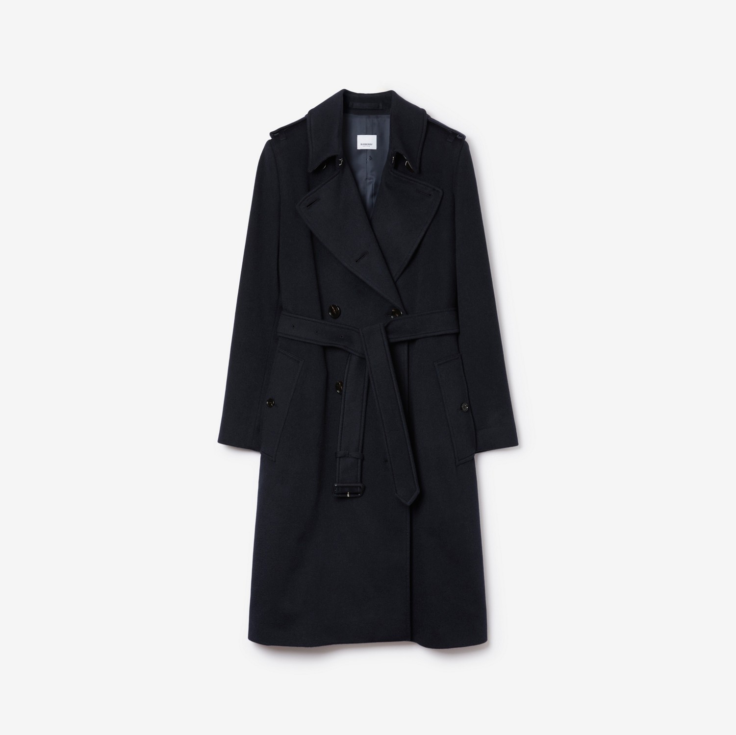 Long Cashmere Blend Kensington Trench Coat in Dark Charcoal Blue - Women |  Burberry® Official