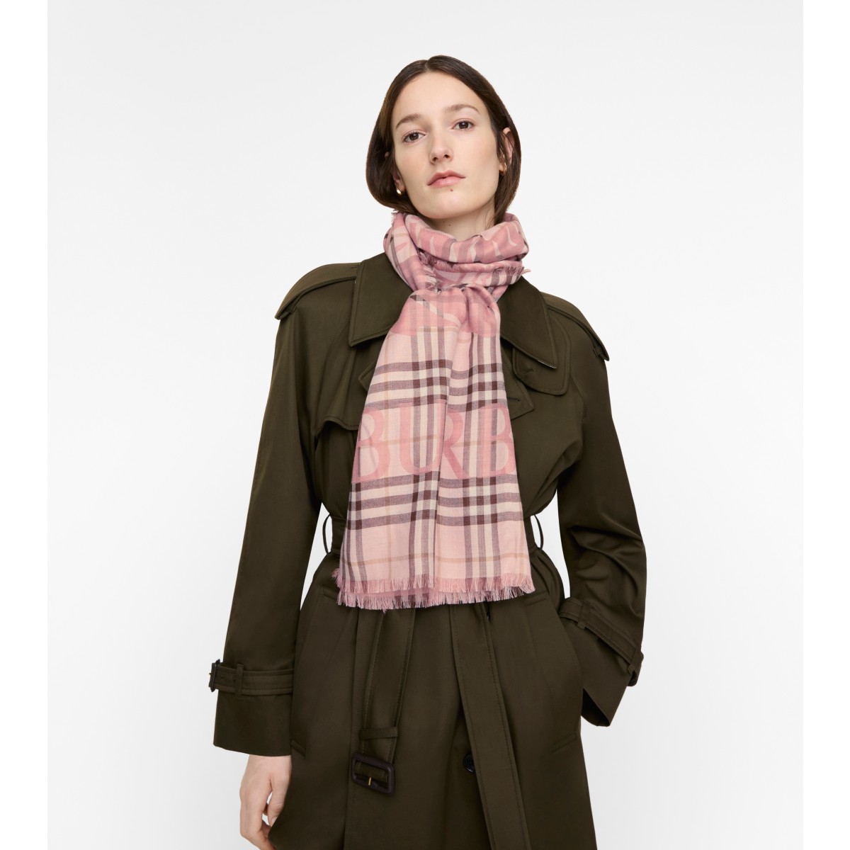  Check Wide EKD Wool Silk Scarf