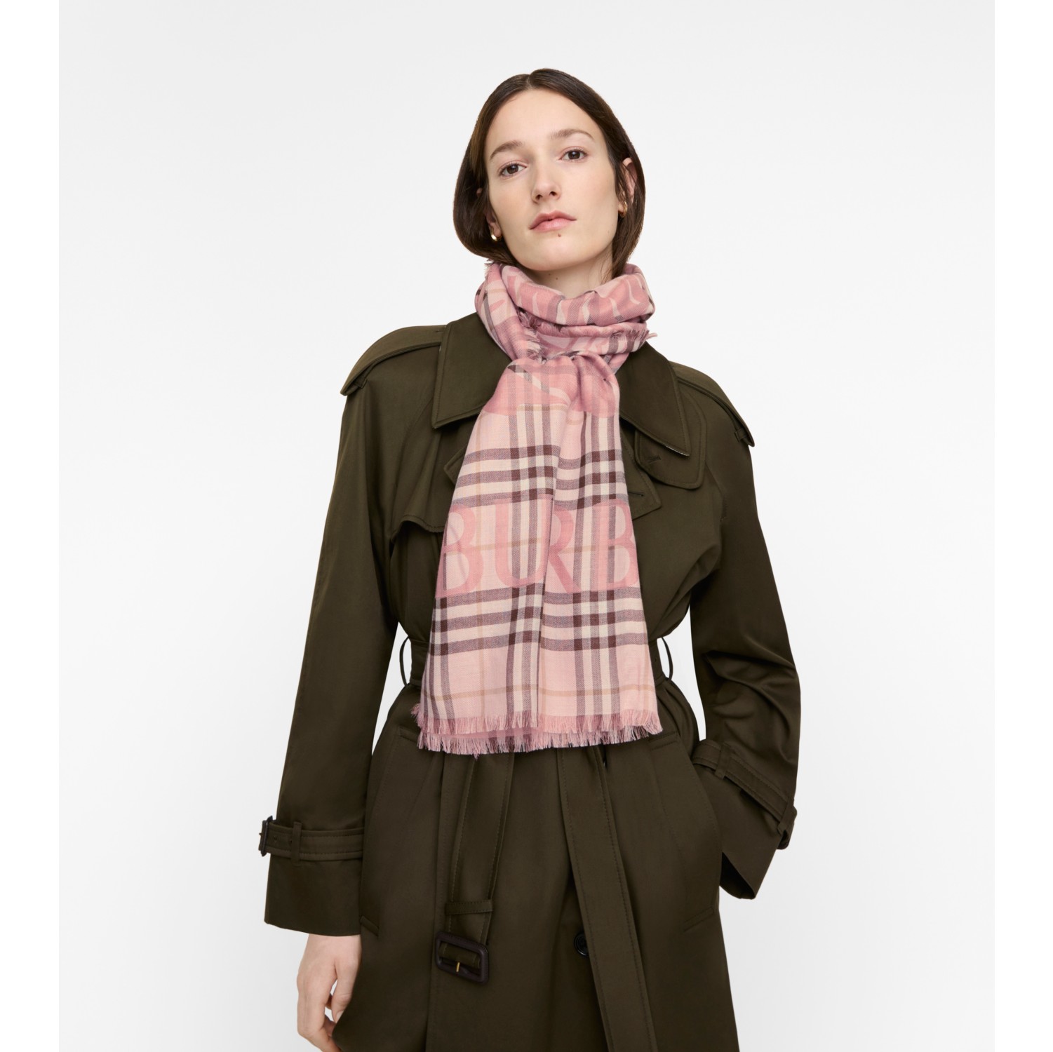 Wide EKD Check Wool Silk Scarf