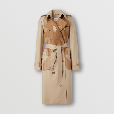 Tulle Panel Cotton Gabardine Kensington Trench Coat in Soft Fawn - Women |  Burberry® Official