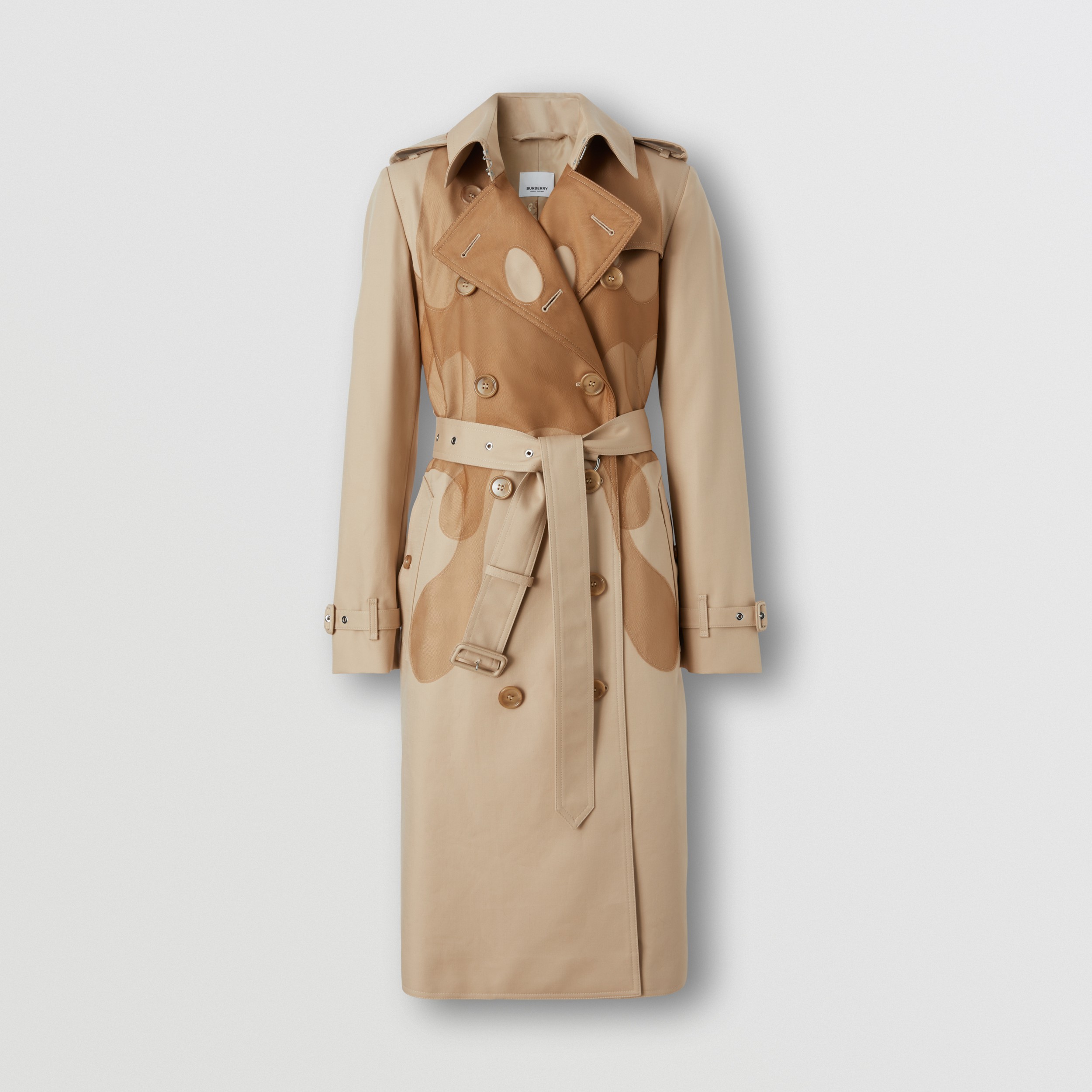 Tulle Panel Cotton Gabardine Kensington Trench Coat in Soft Fawn - Women | Burberry® Official - 4