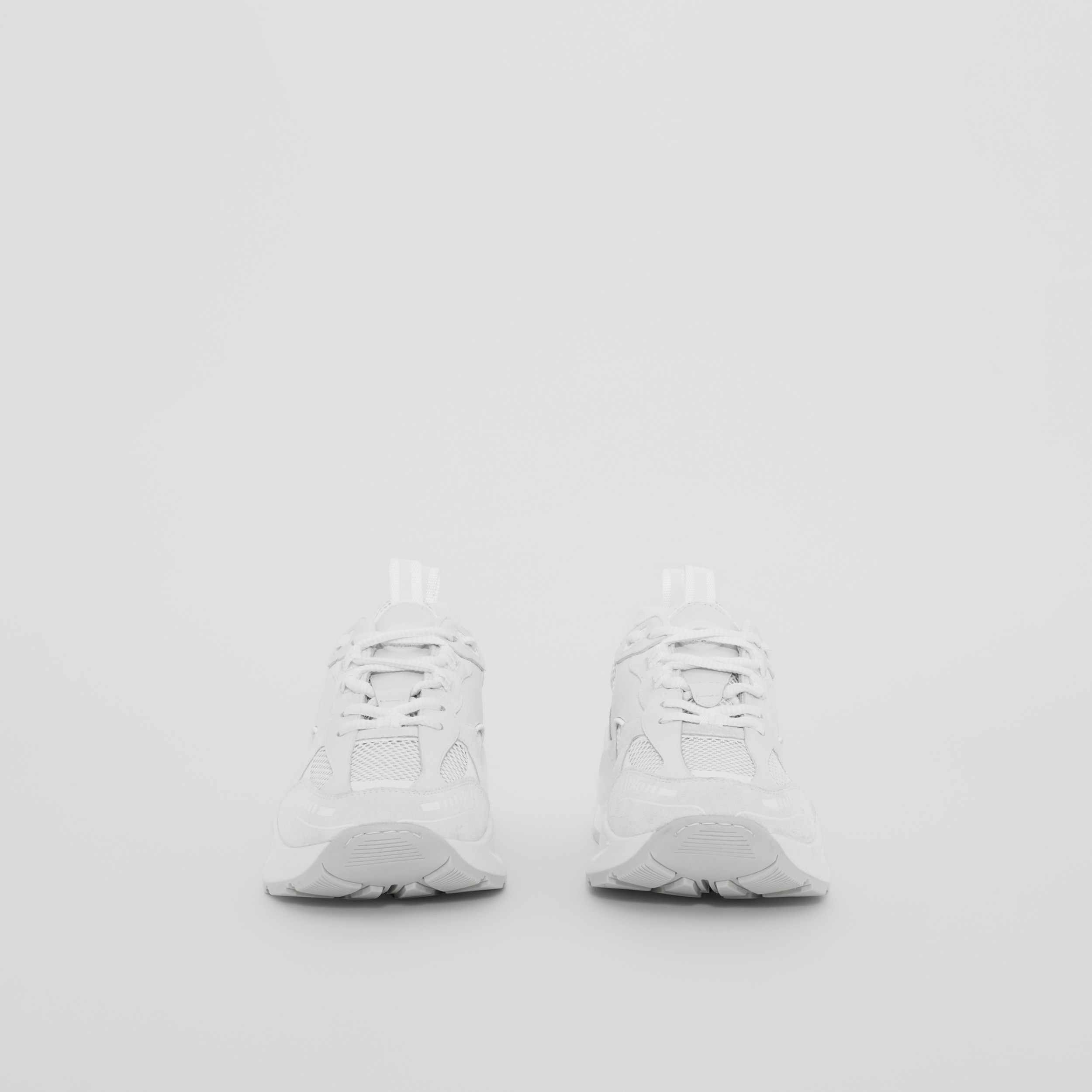 Sneaker in pelle, pelle scamosciata e tessuto a rete con logo impresso (Bianco) - Donna | Sito ufficiale Burberry® - 4