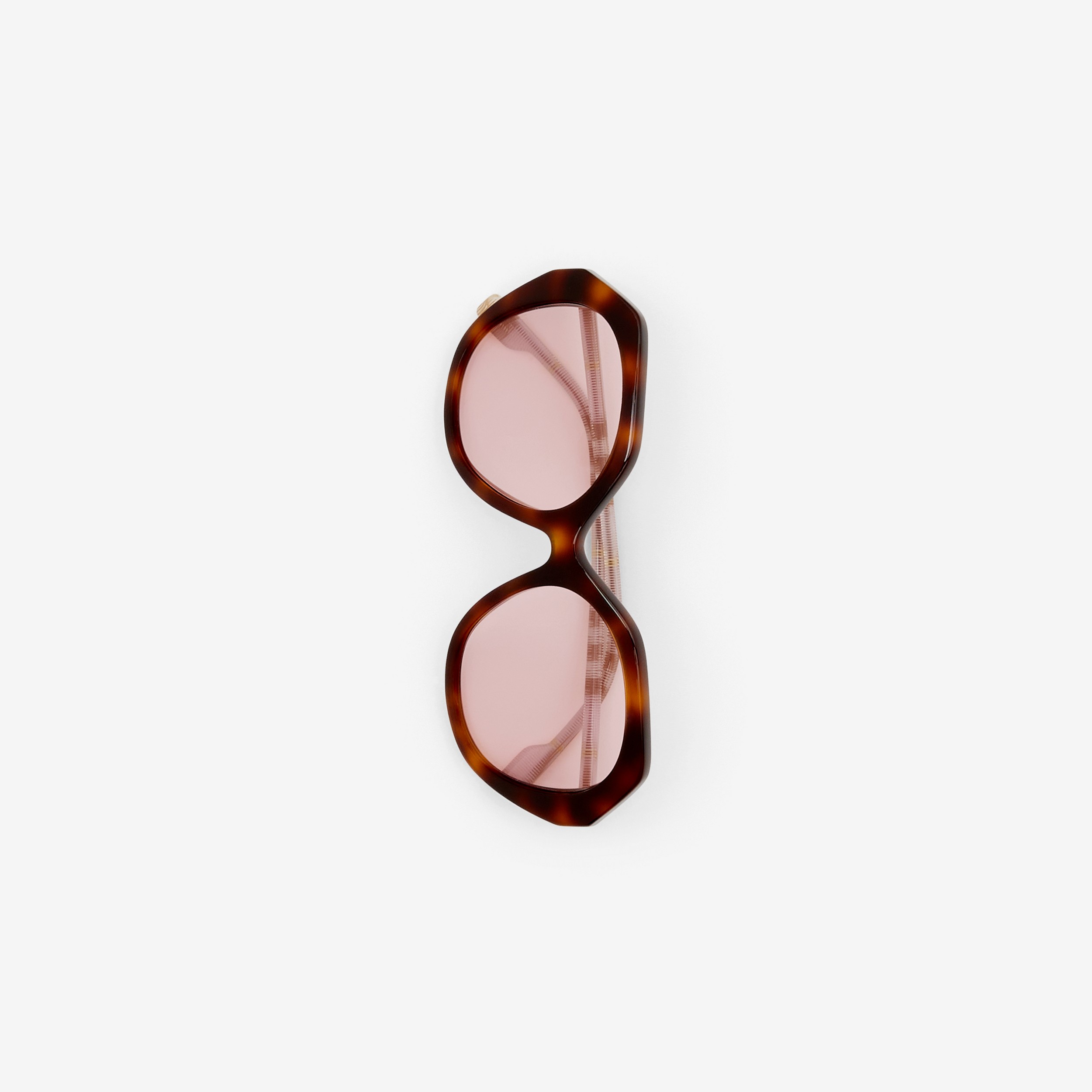 Oversized Check Detail Geometric Frame Sunglasses in Warm Tortoiseshell - Women | Burberry® Official - 2