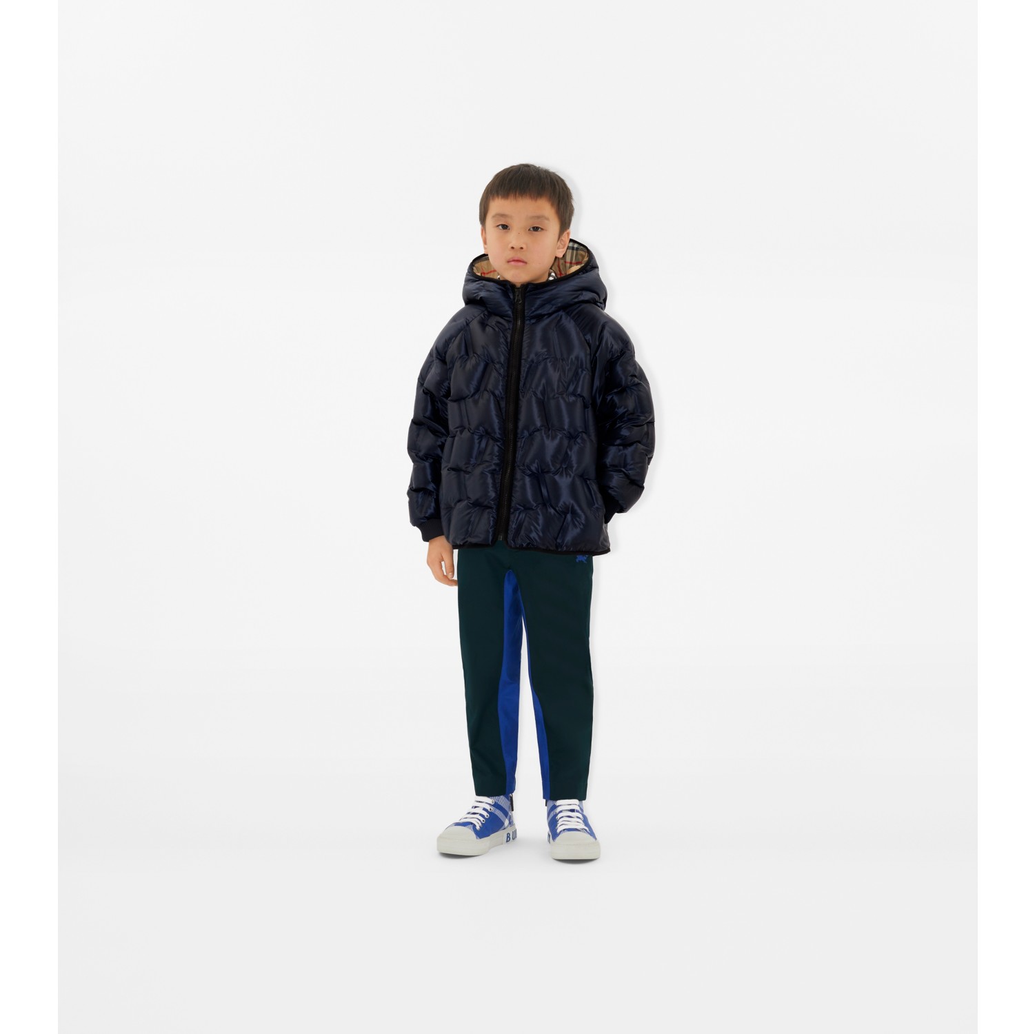 Burberry navy cheap puffer coat