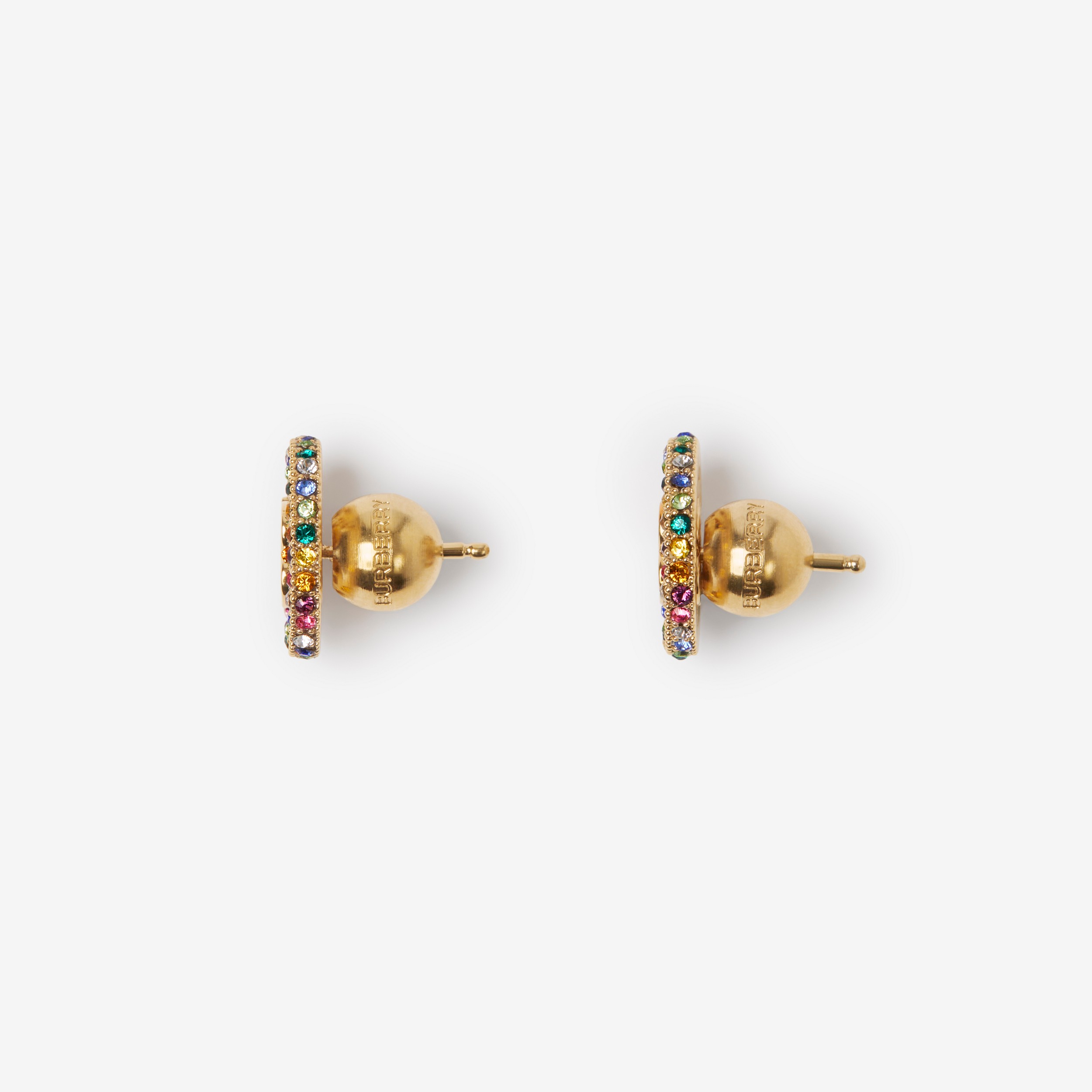 Gold-plated Monogram Motif Earrings in Light Gold/multicoloured - Women | Burberry® Official - 3