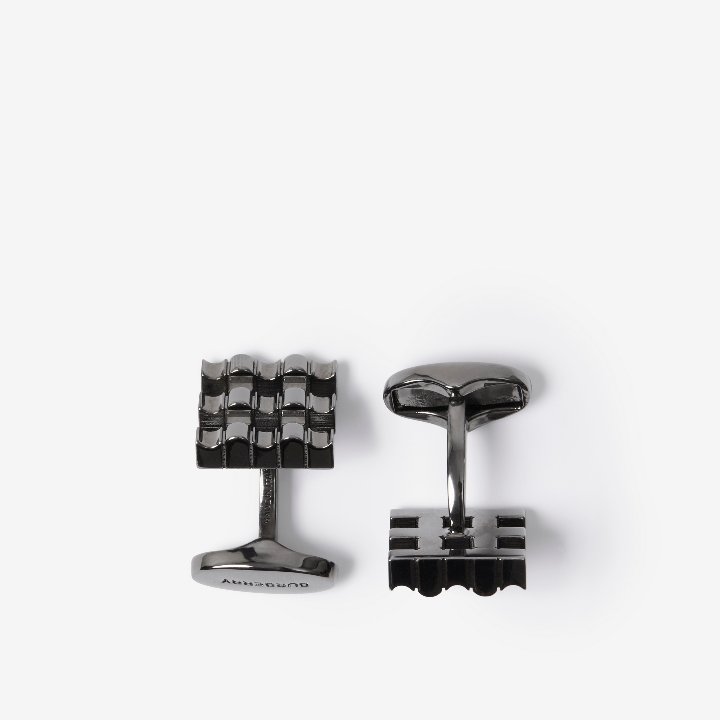 Check Ruthenium-plated Cufflinks in Charcoal - Men | Burberry® Official - 2