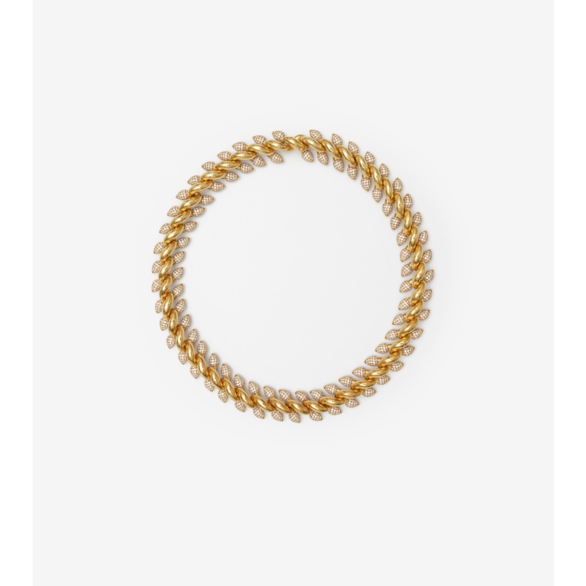 Burberry Spear Pavé Chain Necklace In Gold/clear