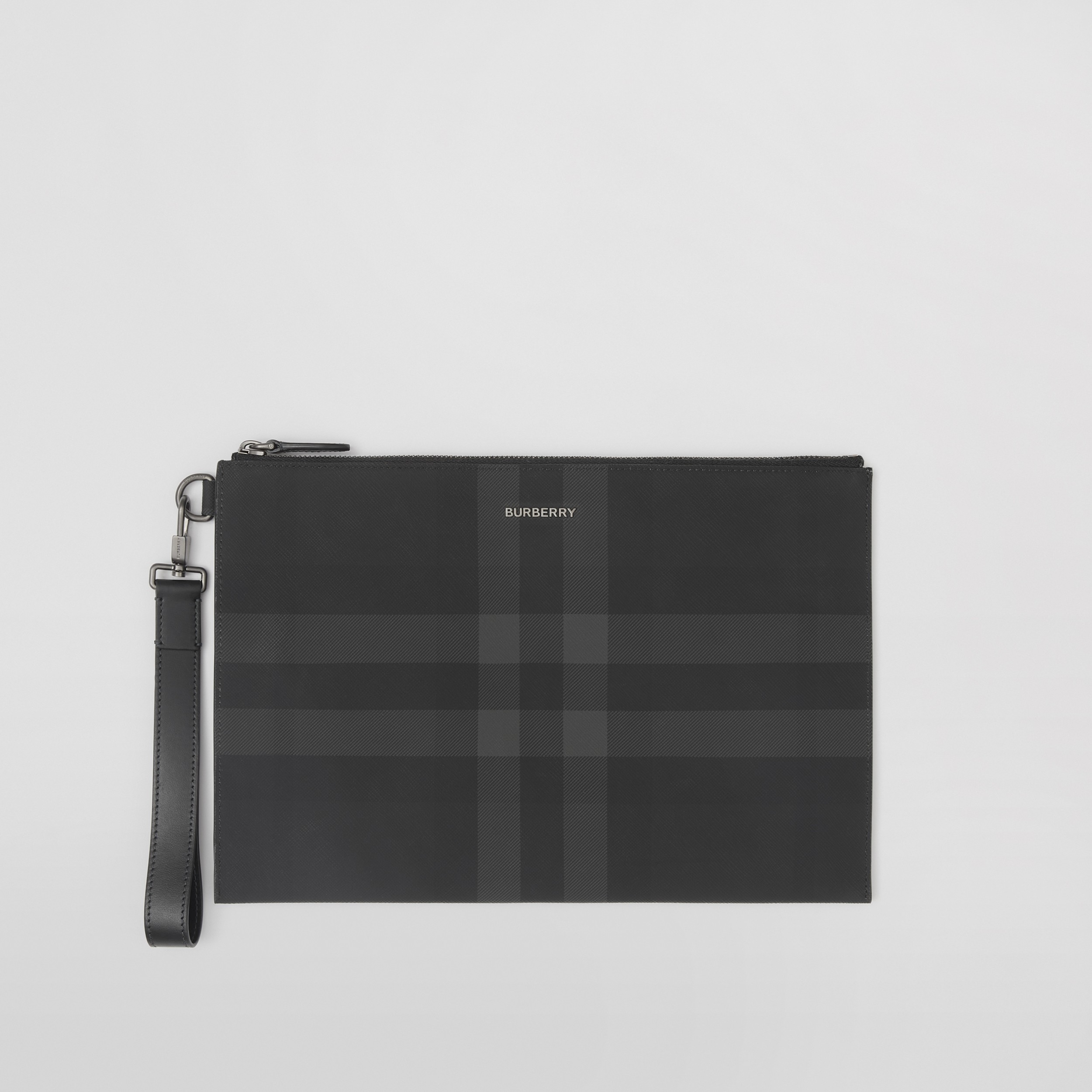Charcoal Check Large Zip Pouch - Men | Burberry® Official - 1