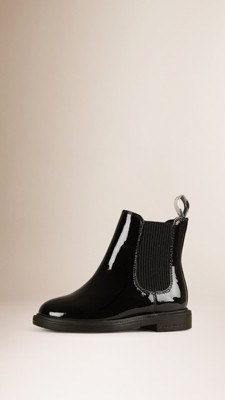 Black Patent Leather Chelsea Boots - Image 1