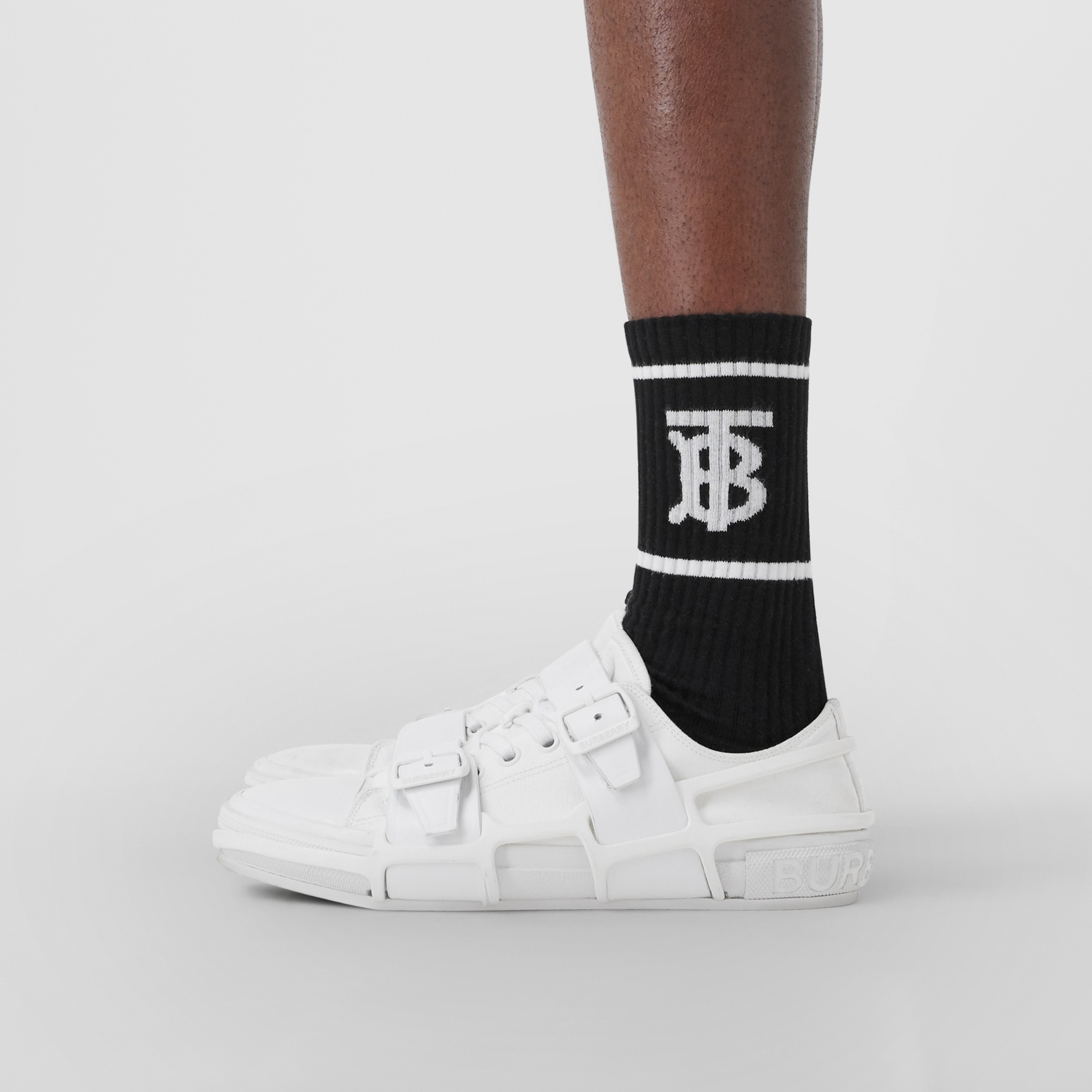 Monogram Motif Intarsia Socks in Black | Burberry® Official - 4