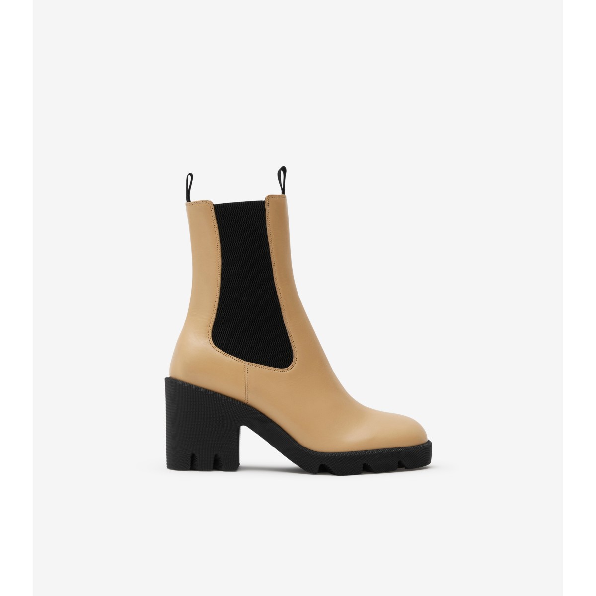 Burberry Leather Stride Chelsea Boots In Custard