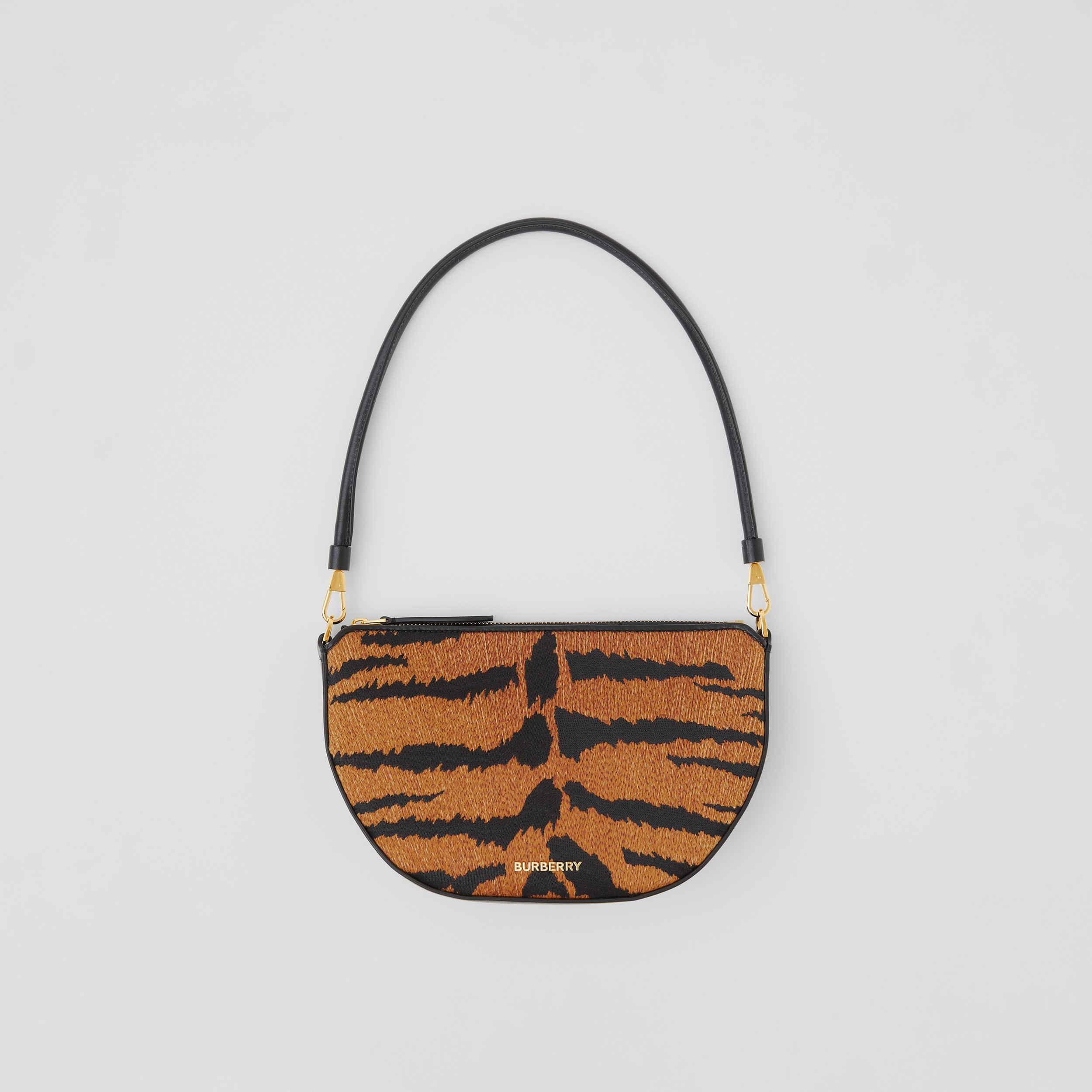 Tiger Striped Cotton Blend Olympia Pouch in Black - Women | Burberry® Official - 4