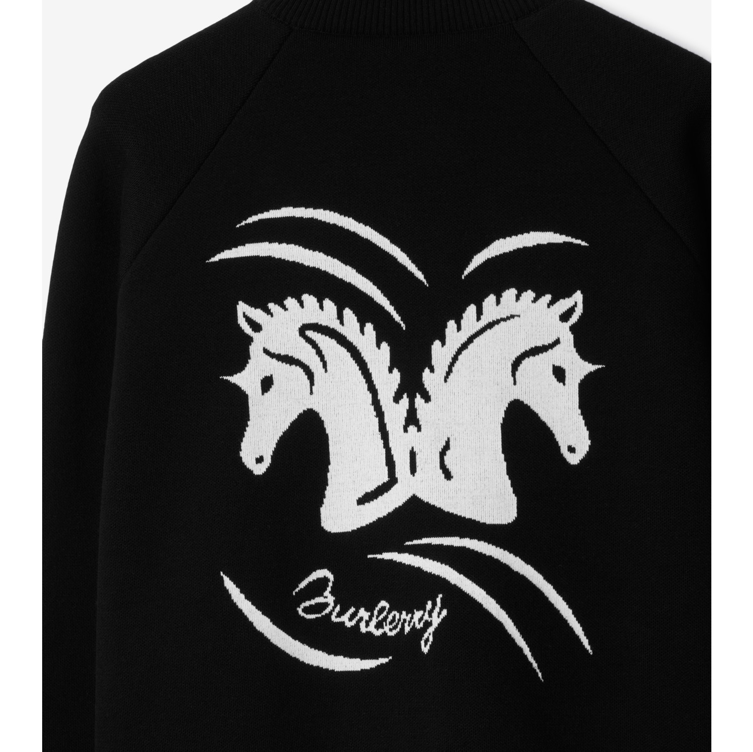 Track jacket de mescla de lã com estampa espelhada de cavalo