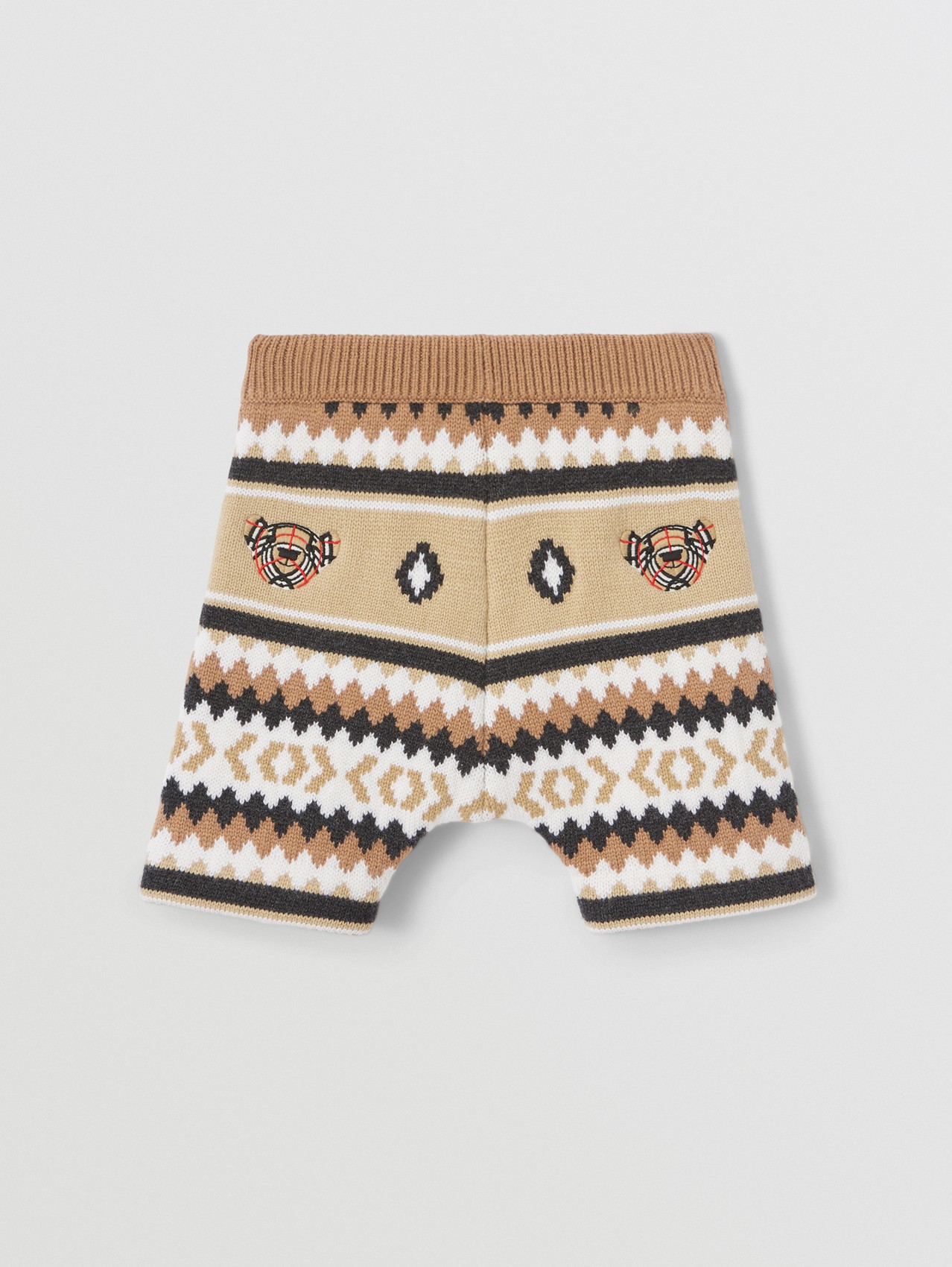 Fair Isle Wool Cashmere Shorts in Camel