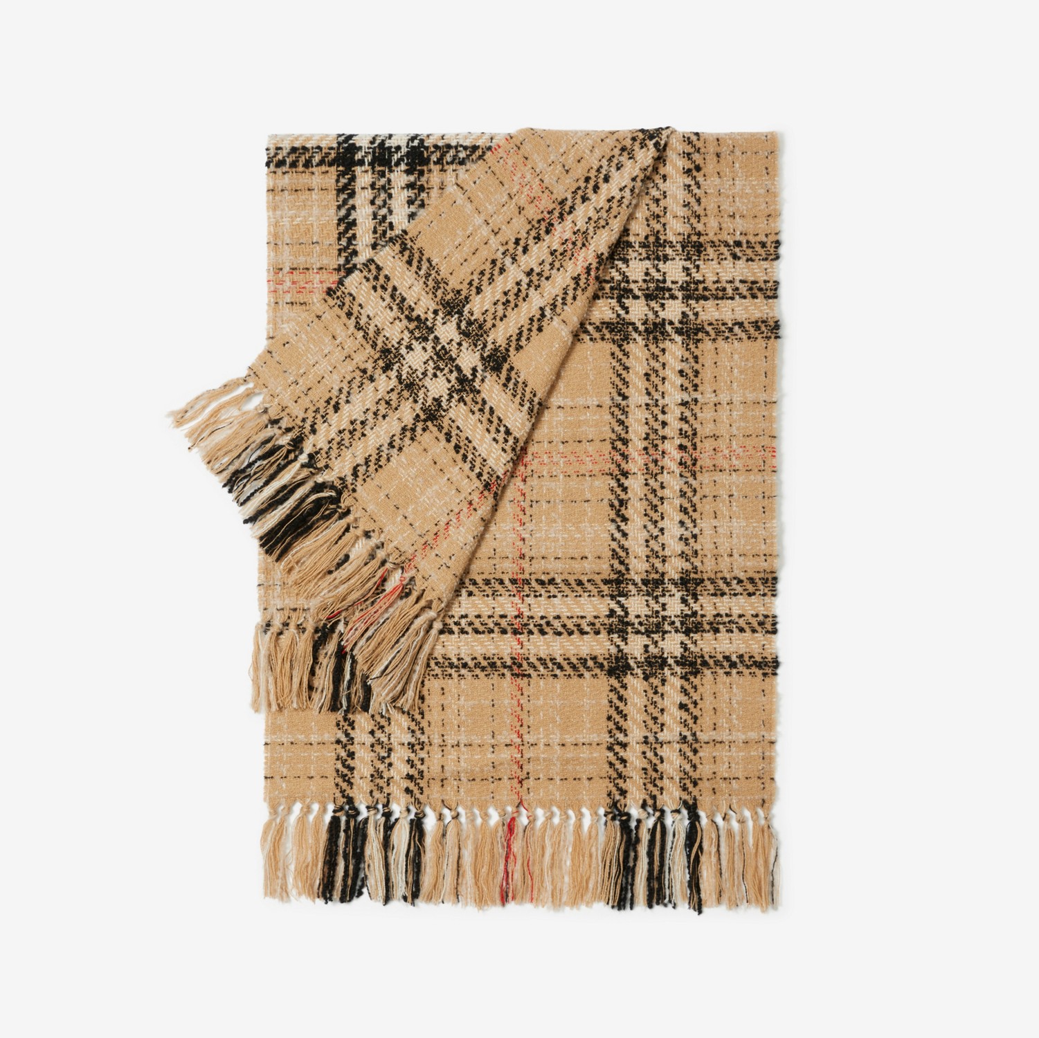 格纹羊绒混纺粗花呢围巾 (典藏米色) | Burberry® 博柏利官网