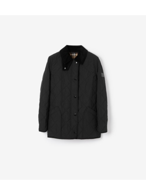 Burberry Diamond Quilted Thermoregulated Barn Jacket In Black
