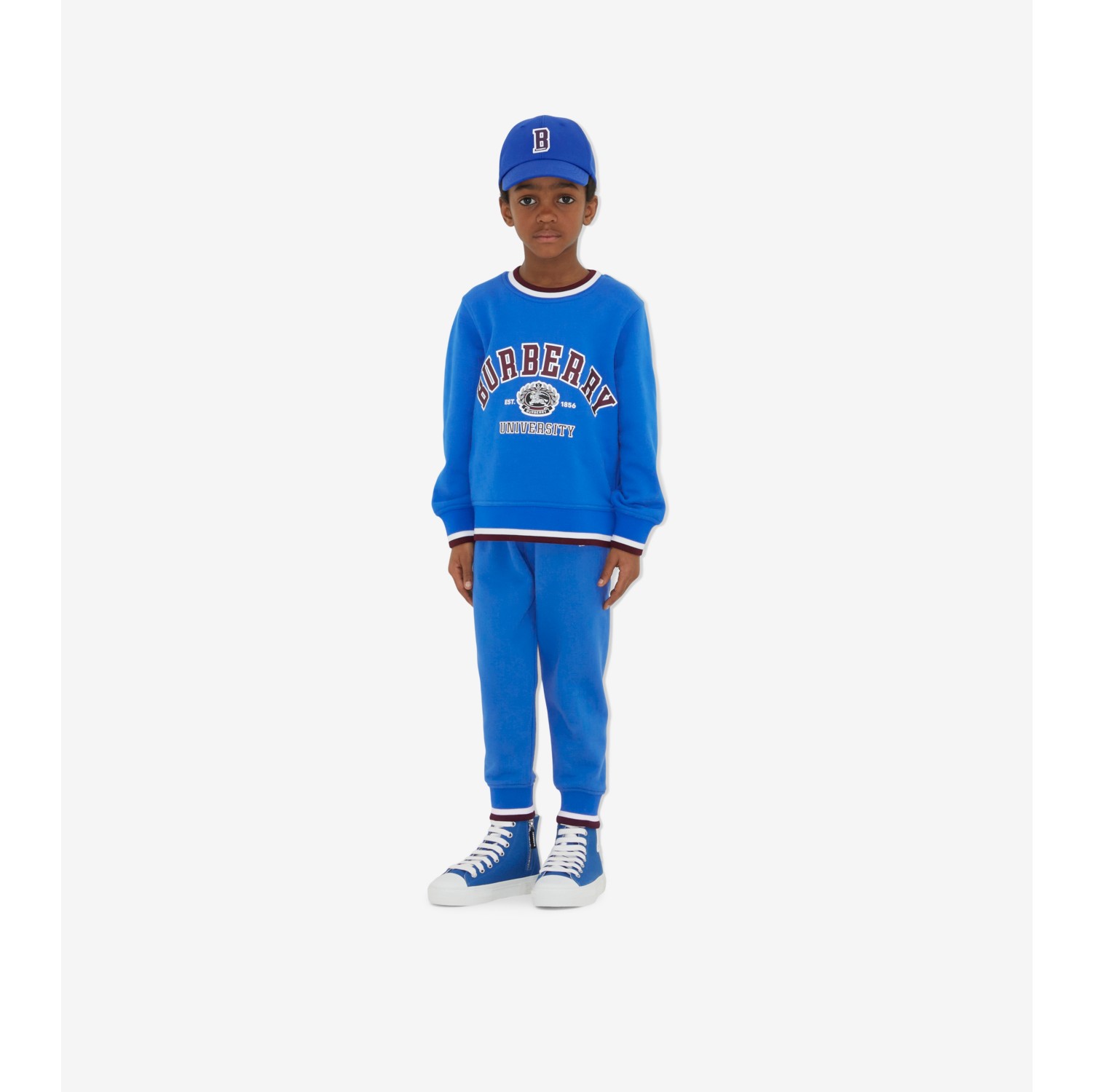 College Graphic Cotton Jogging Pants in Canvas Blue | Burberry® Official