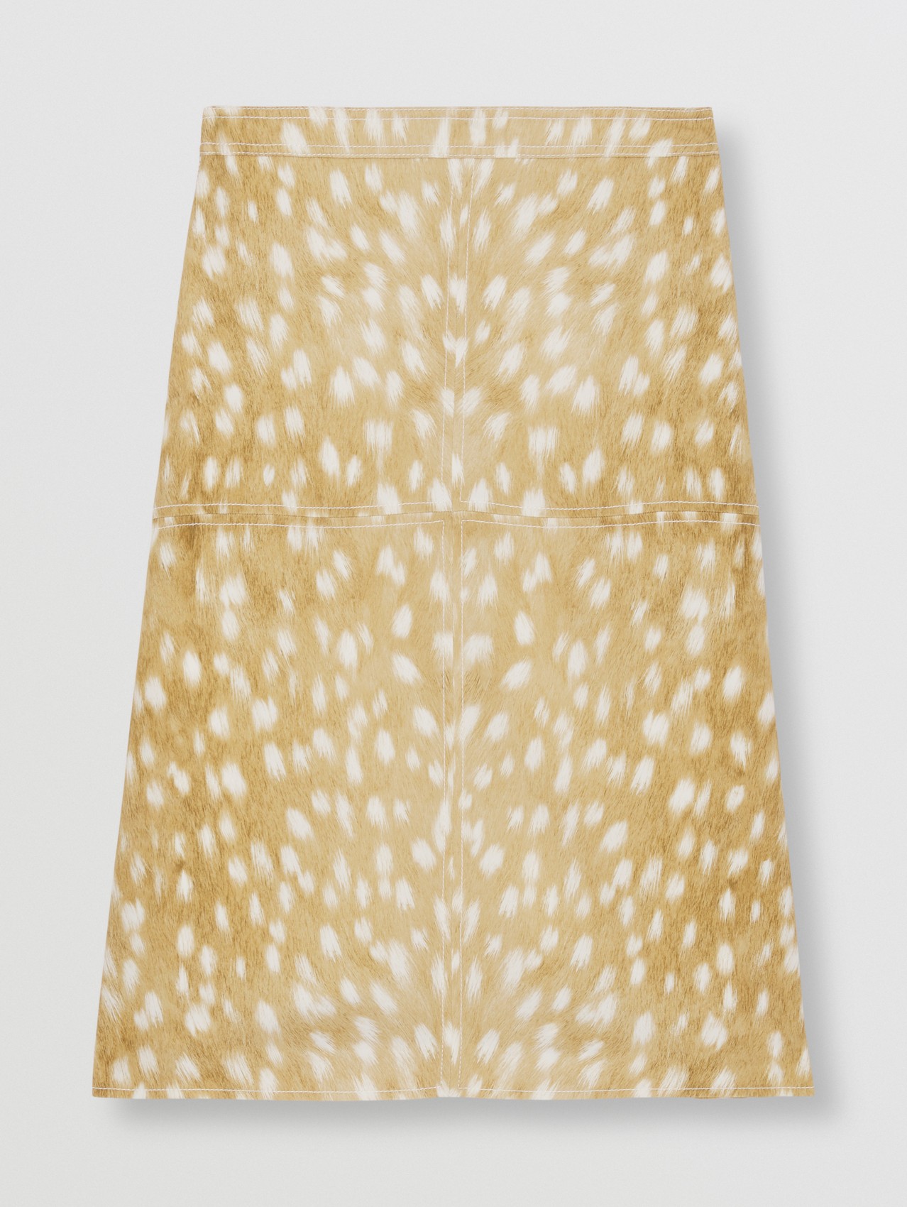 Deer Print Stretch Silk Skirt in Honey Beige