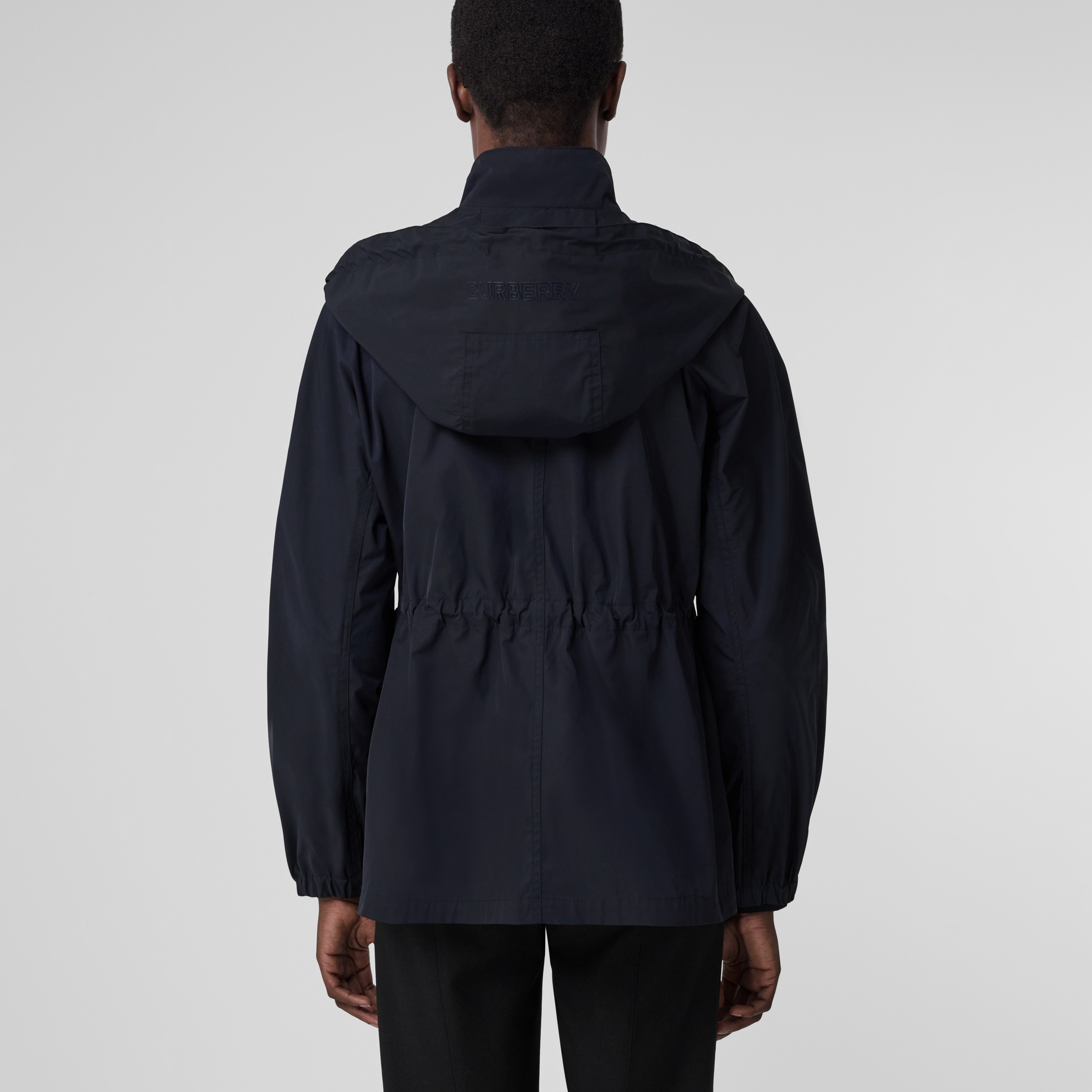 Logo Detail Hooded Parka in Dark Charcoal Blue - Women | Burberry® Official - 3