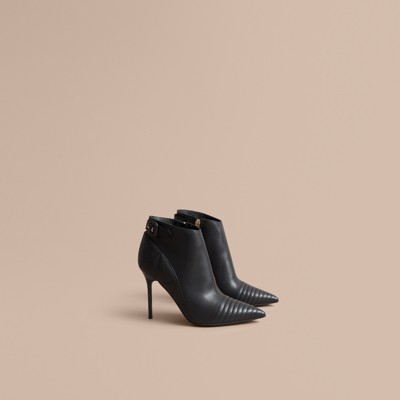 quilted leather ankle boot with belt